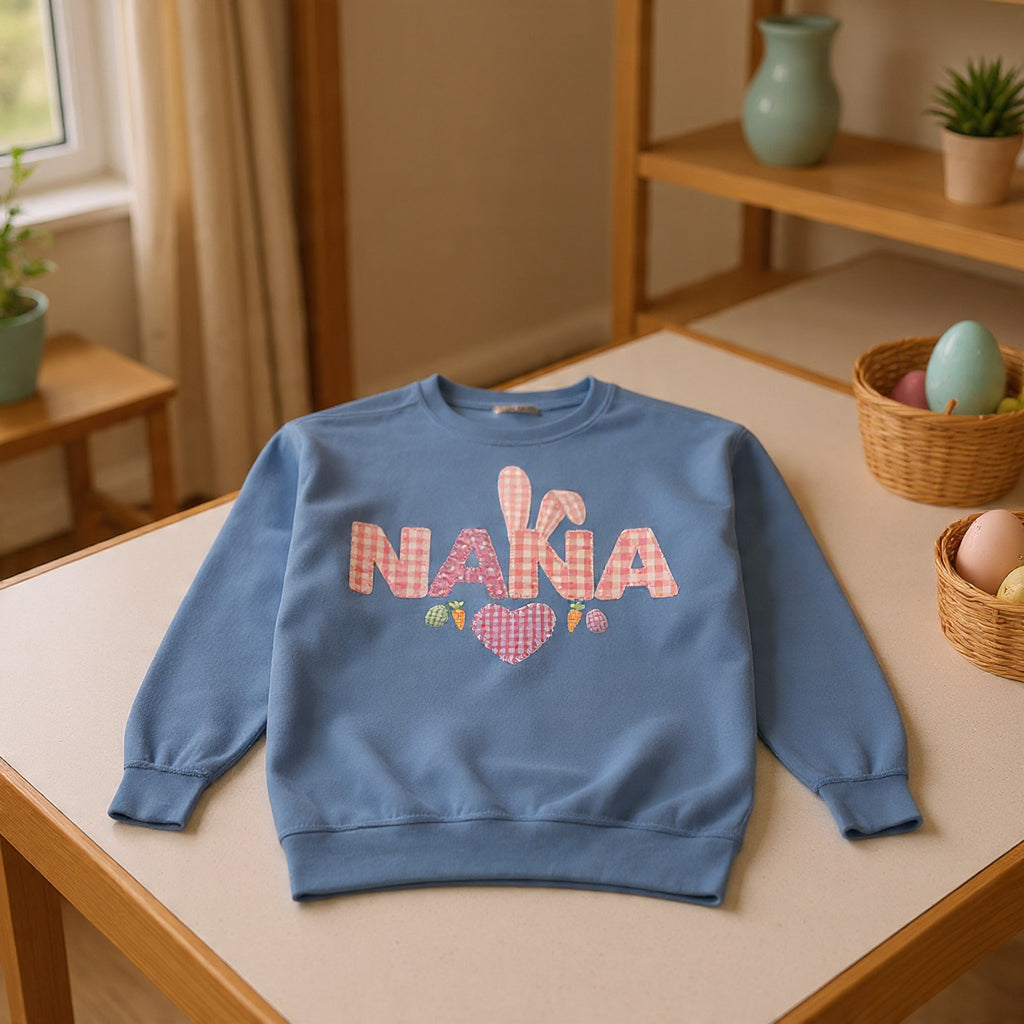 Nana Bunny Heart Sweatshirt — Cute Pink Easter Grandma (Nana) Pullover