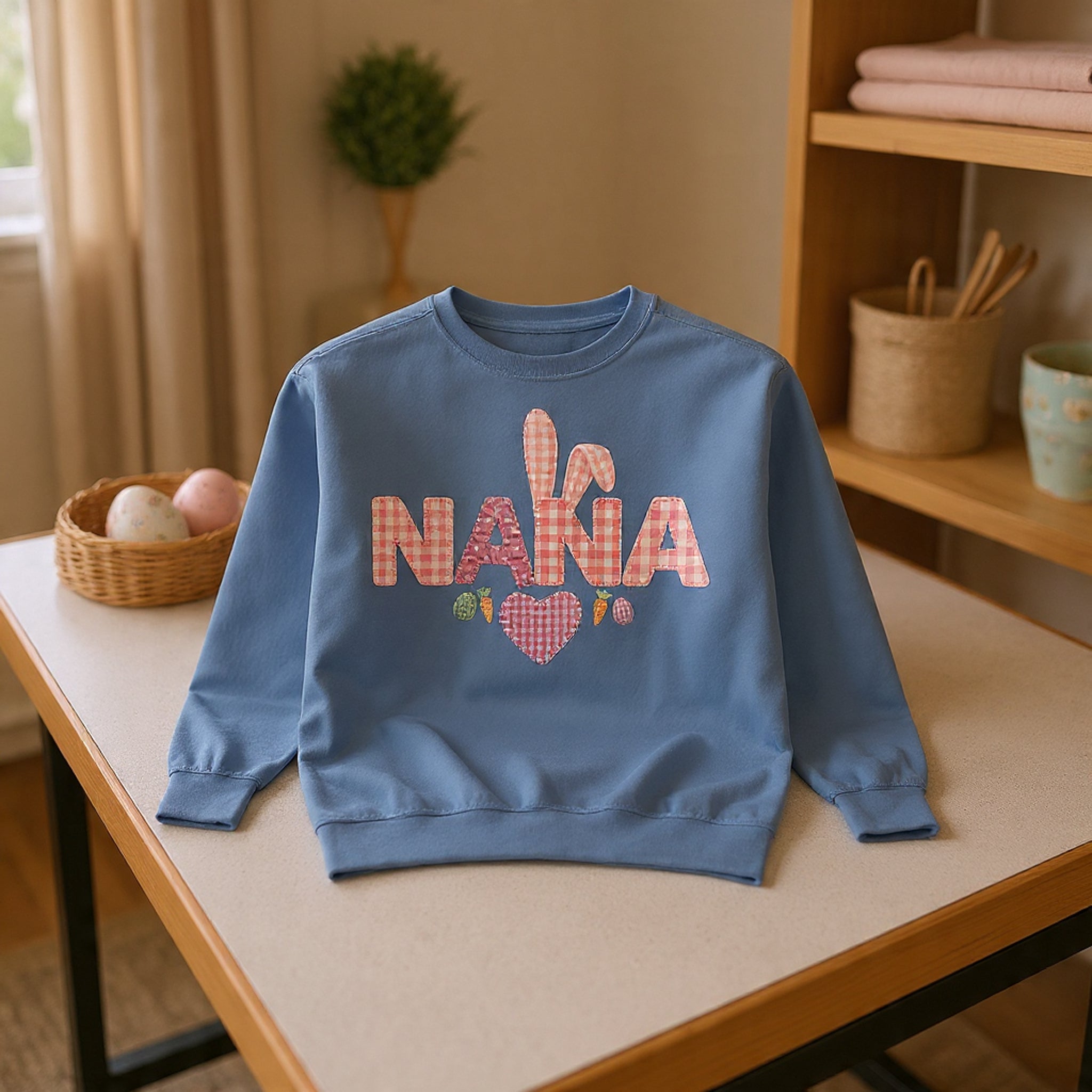 Nana Bunny Heart Sweatshirt — Cute Pink Easter Grandma (Nana) Pullover