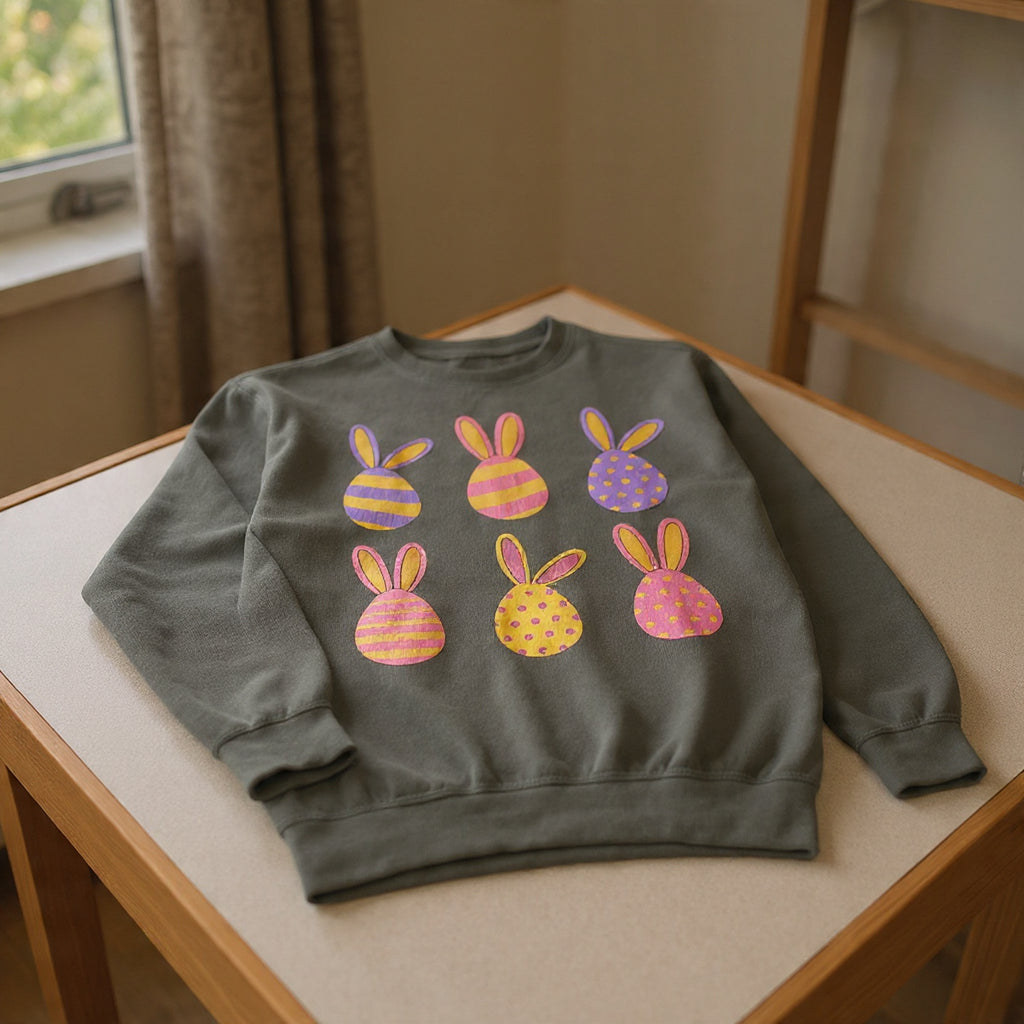 Easter Bunny Egg Sweatshirt — Pastel Bunny-Egg Graphic Pullover