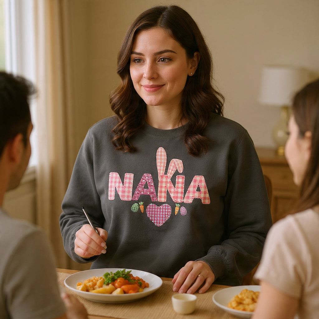 Nana Bunny Heart Sweatshirt — Cute Pink Easter Grandma (Nana) Pullover