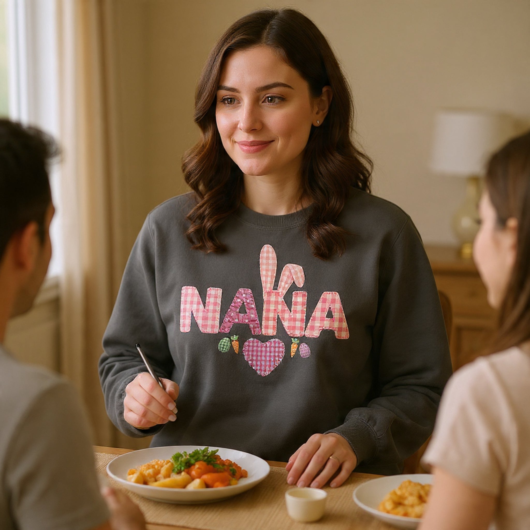 Nana Bunny Heart Sweatshirt — Cute Pink Easter Grandma (Nana) Pullover