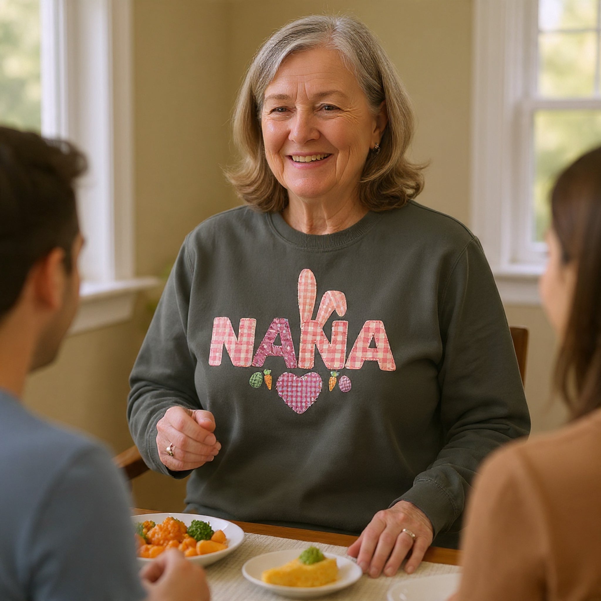 Nana Bunny Heart Sweatshirt — Cute Pink Easter Grandma (Nana) Pullover