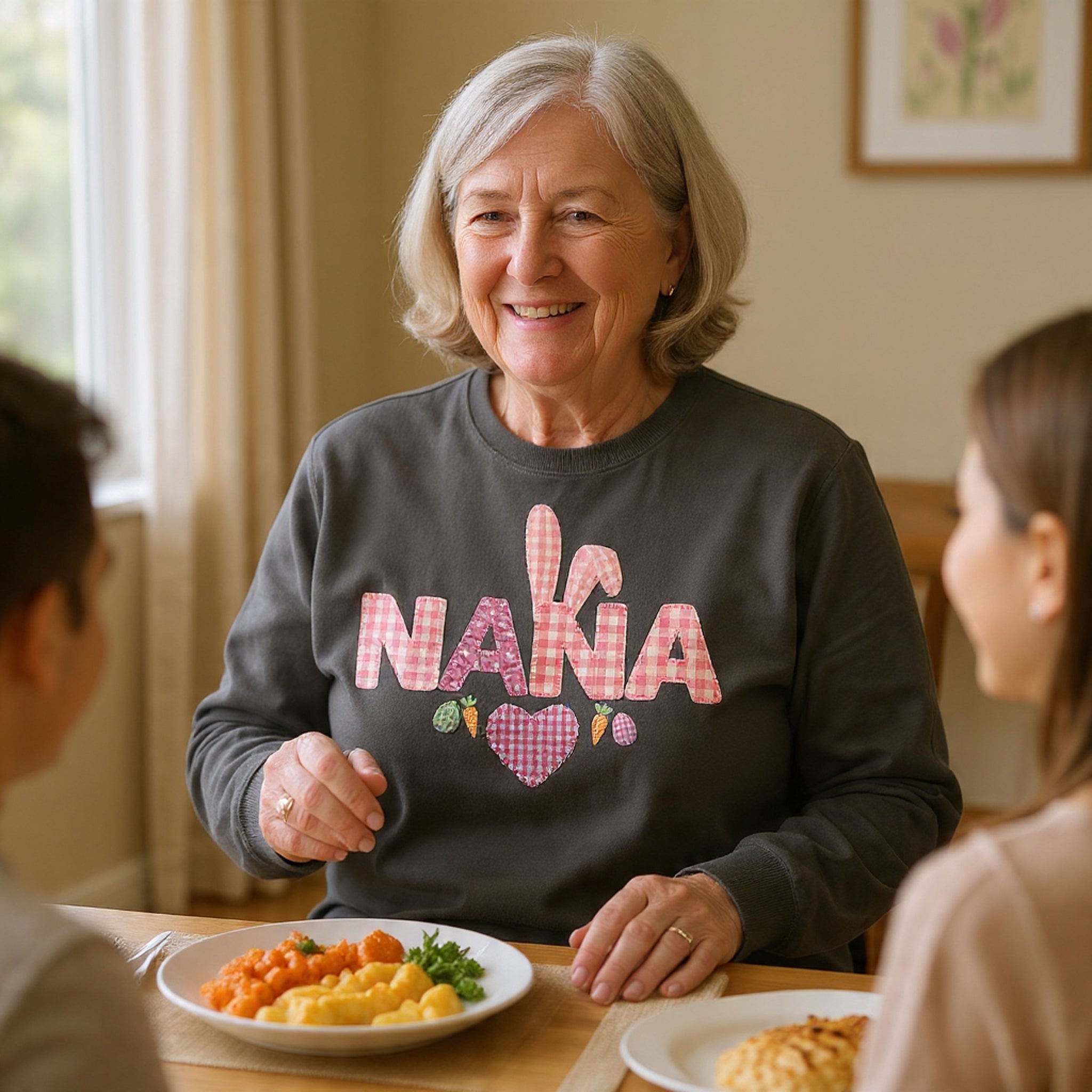 Nana Bunny Heart Sweatshirt — Cute Pink Easter Grandma (Nana) Pullover
