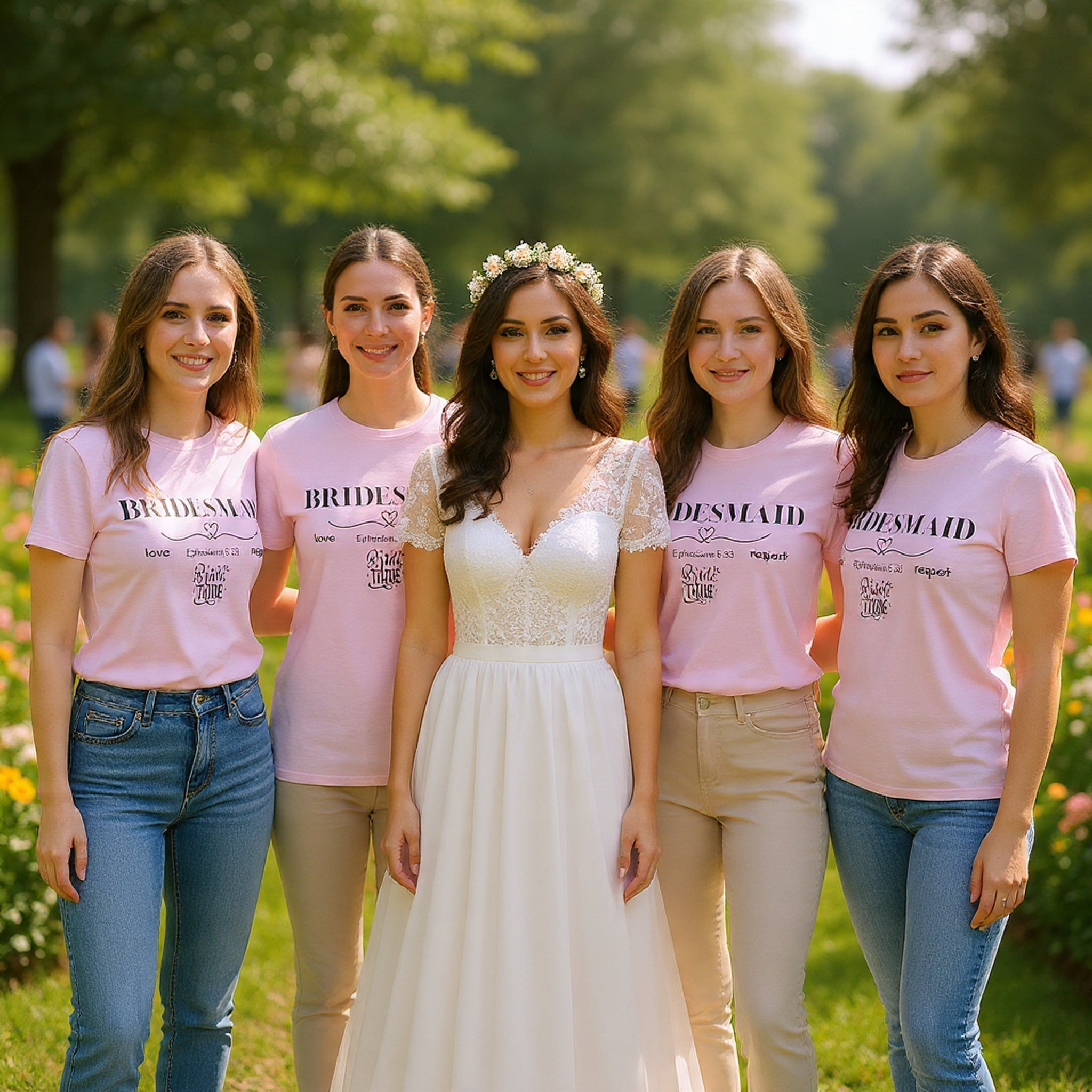 Bridesmaid T-Shirt — Elegant Script Bridal Party Tee (‘Bridesmaid’ with Heart) - Christian
