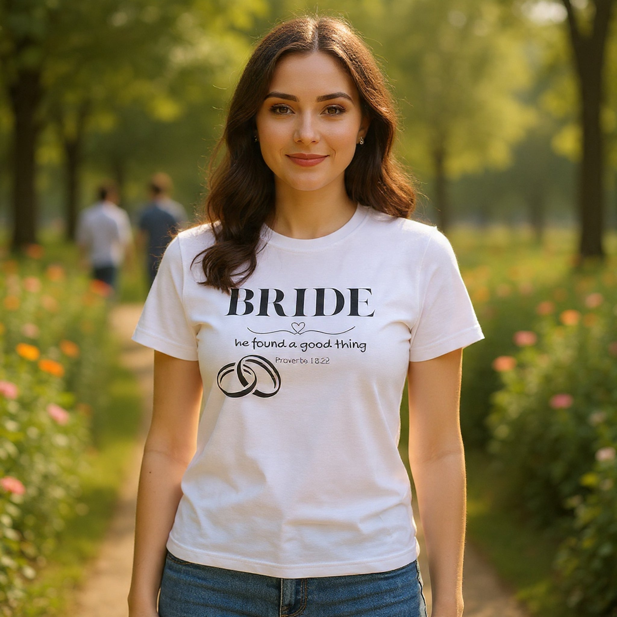 Bride T-Shirt — "We Found a Good Thing" Wedding Rings Tee - Christian - Personalized