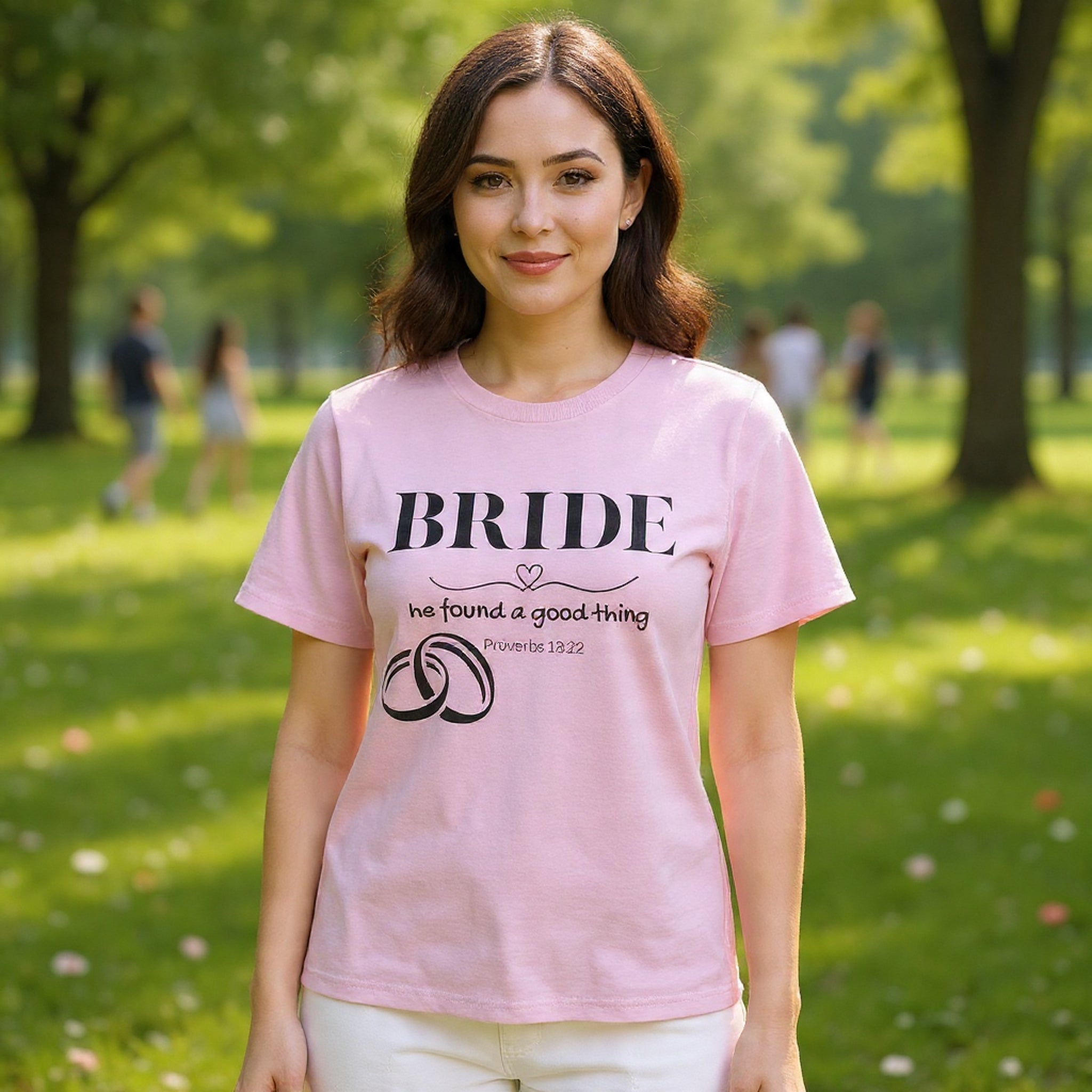 Bride T-Shirt — "We Found a Good Thing" Wedding Rings Tee - Christian - Personalized