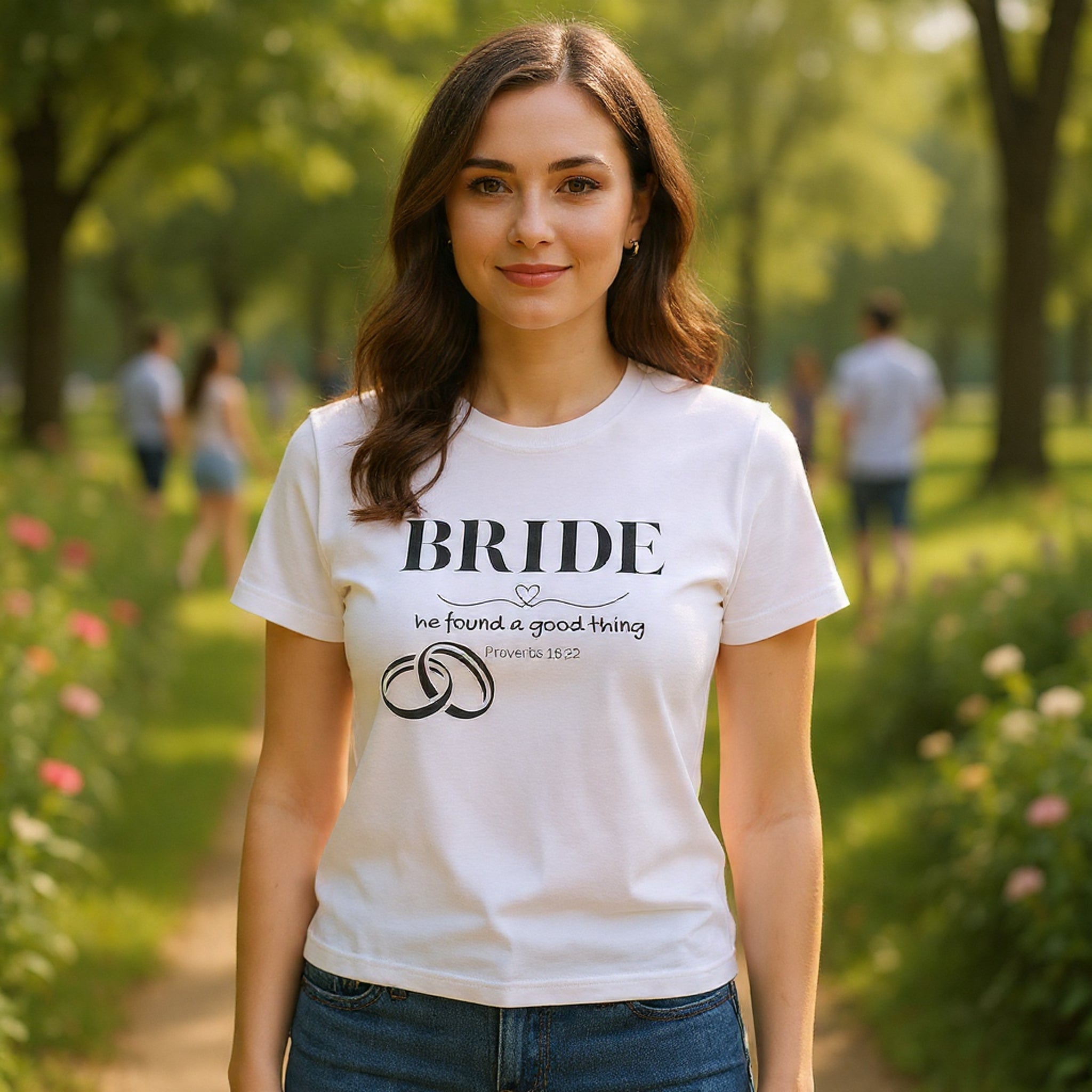 Bride T-Shirt — "We Found a Good Thing" Wedding Rings Tee - Christian - Personalized
