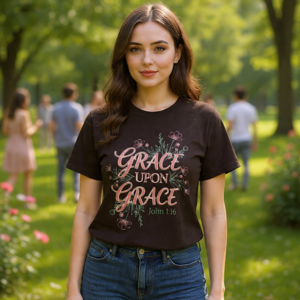 Grace Upon Grace Tee — John 1:16 Floral Christian T-Shirt