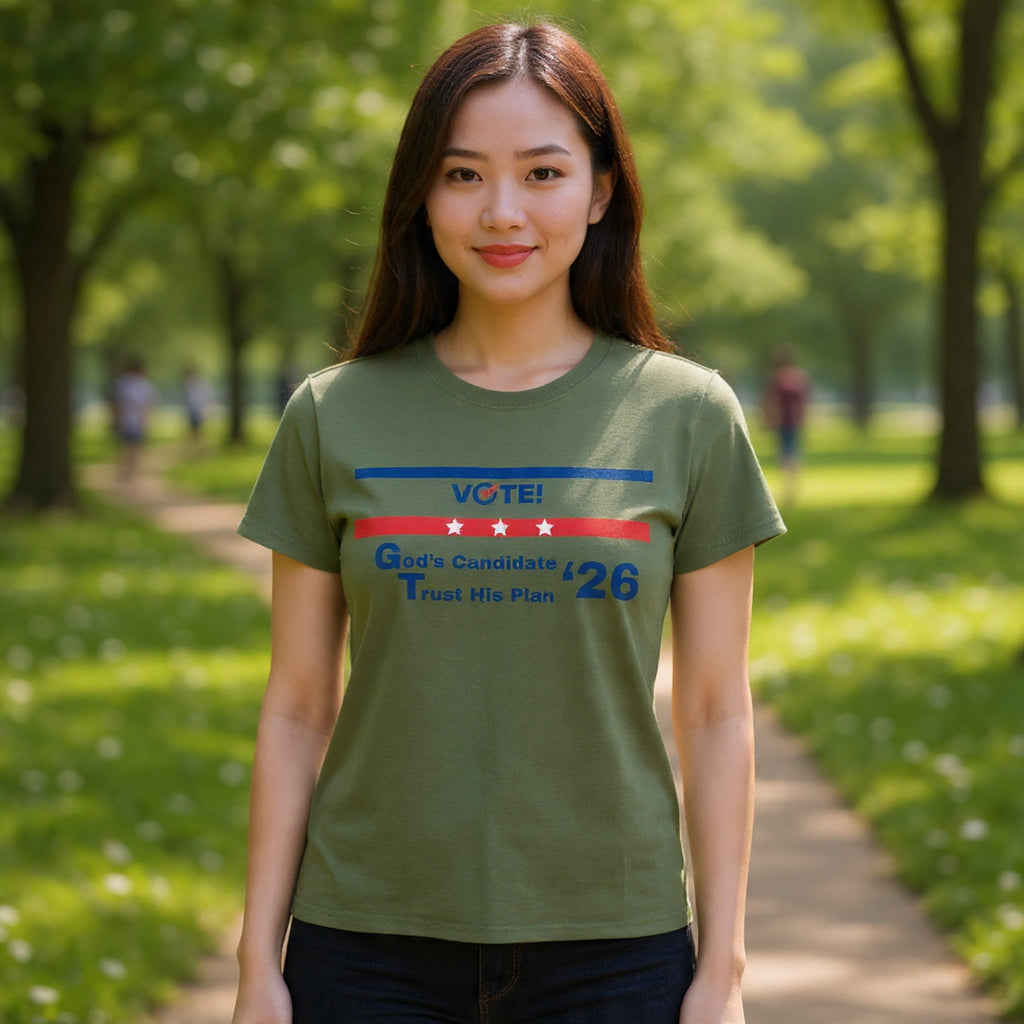 Political Vote '26 T‑Shirt — "God's Candidate Trust His Plan" Patriotic Tee