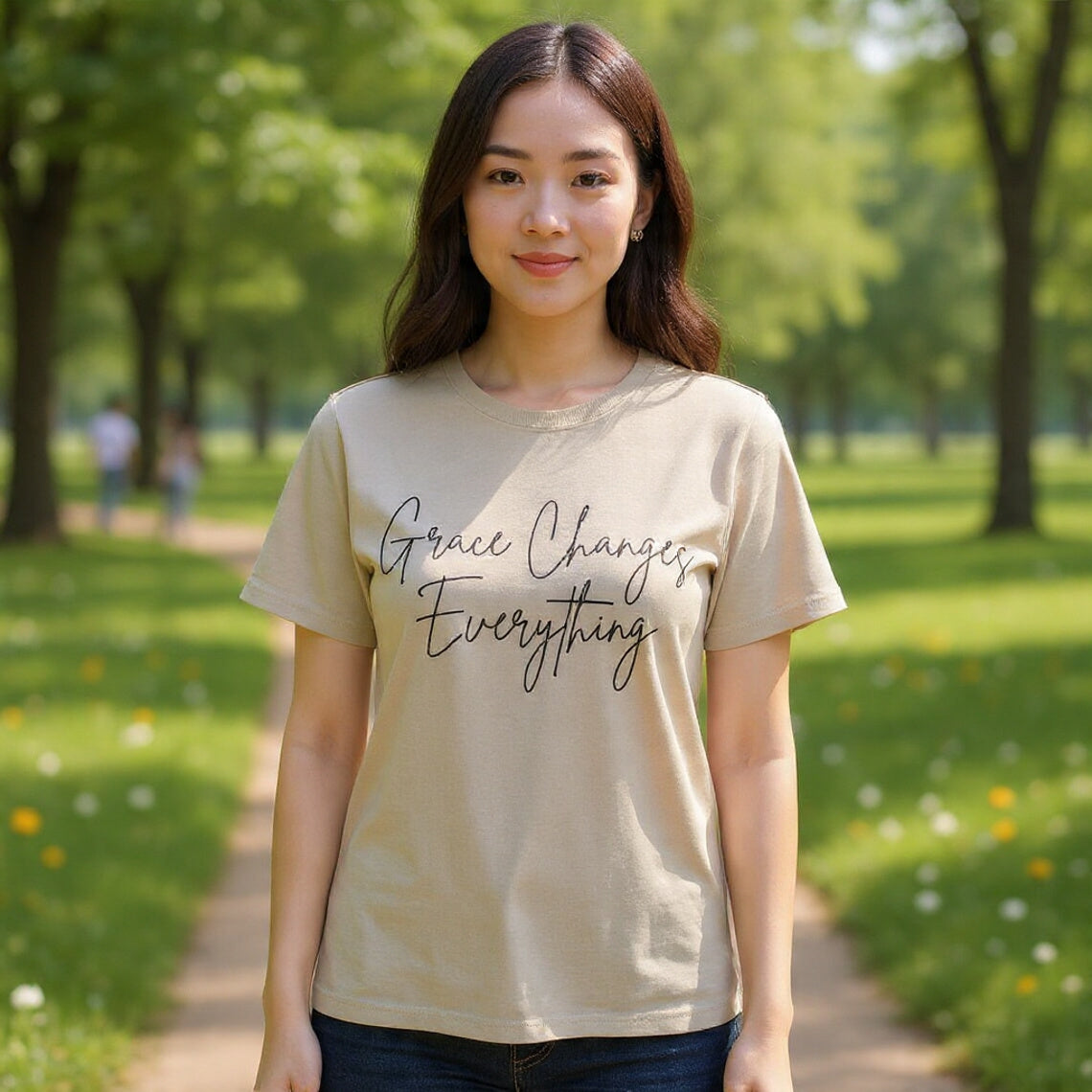 Grace Changes Everything tee | with Faith cross vertical back design