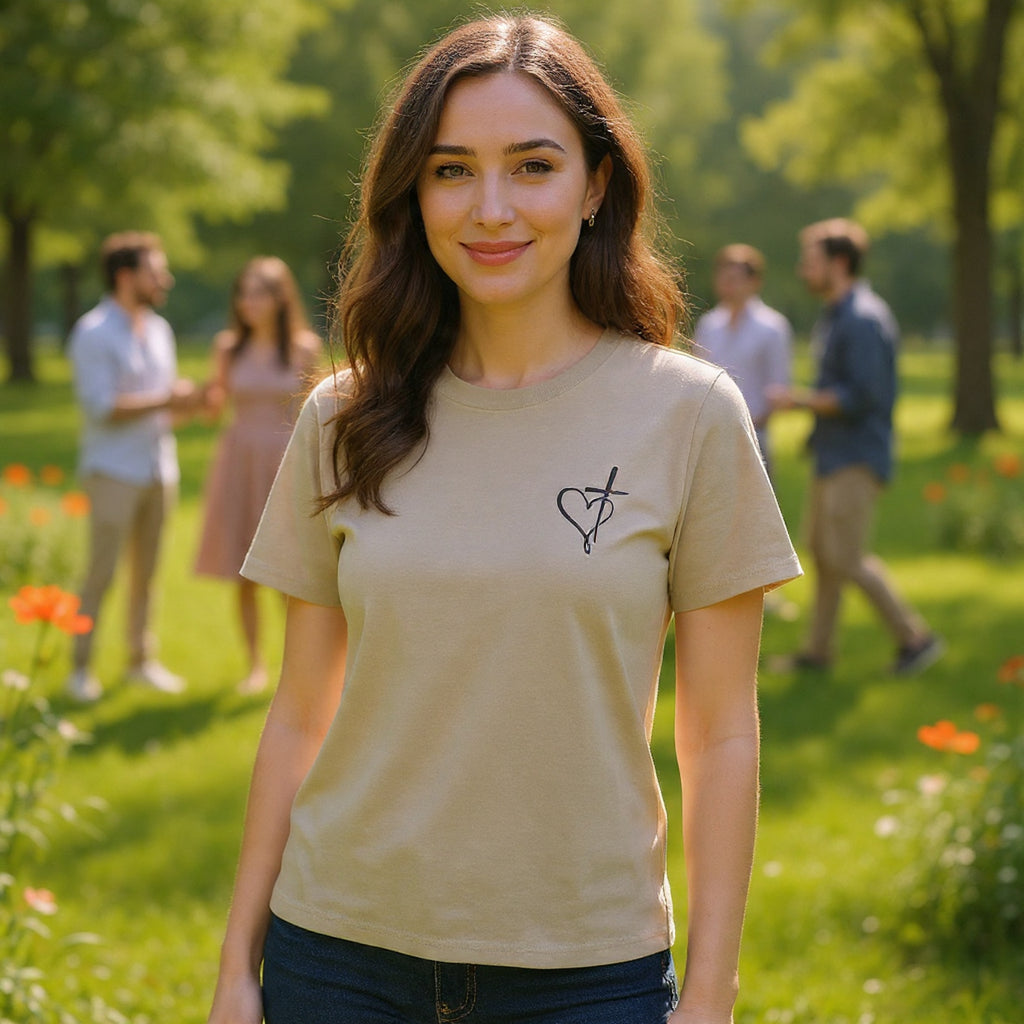 Loved Beyond Measure Tee — Christian Faith Heart Cross T-Shirt (Ephesians 3:18)