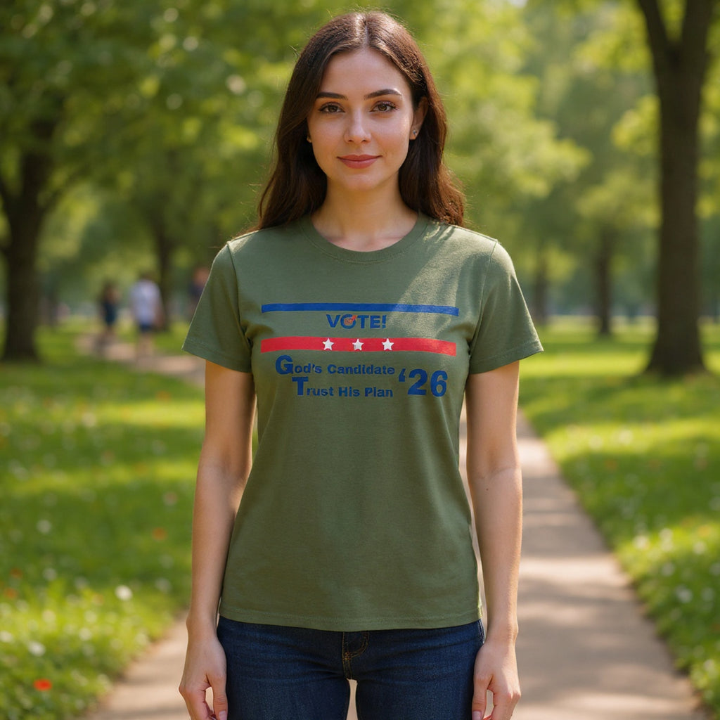 Political Vote '26 T‑Shirt — "God's Candidate Trust His Plan" Patriotic Tee