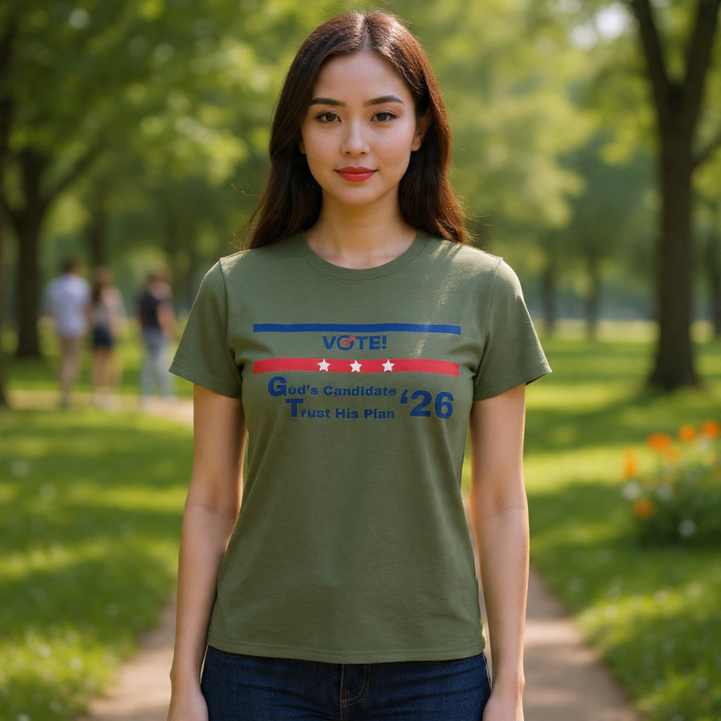 Political Vote '26 T‑Shirt — "God's Candidate Trust His Plan" Patriotic Tee