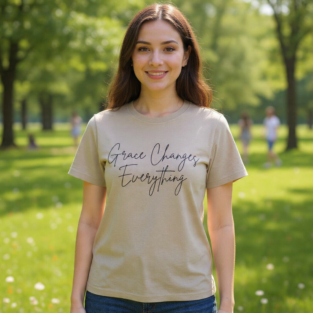 Grace Changes Everything tee | with Faith cross vertical back design
