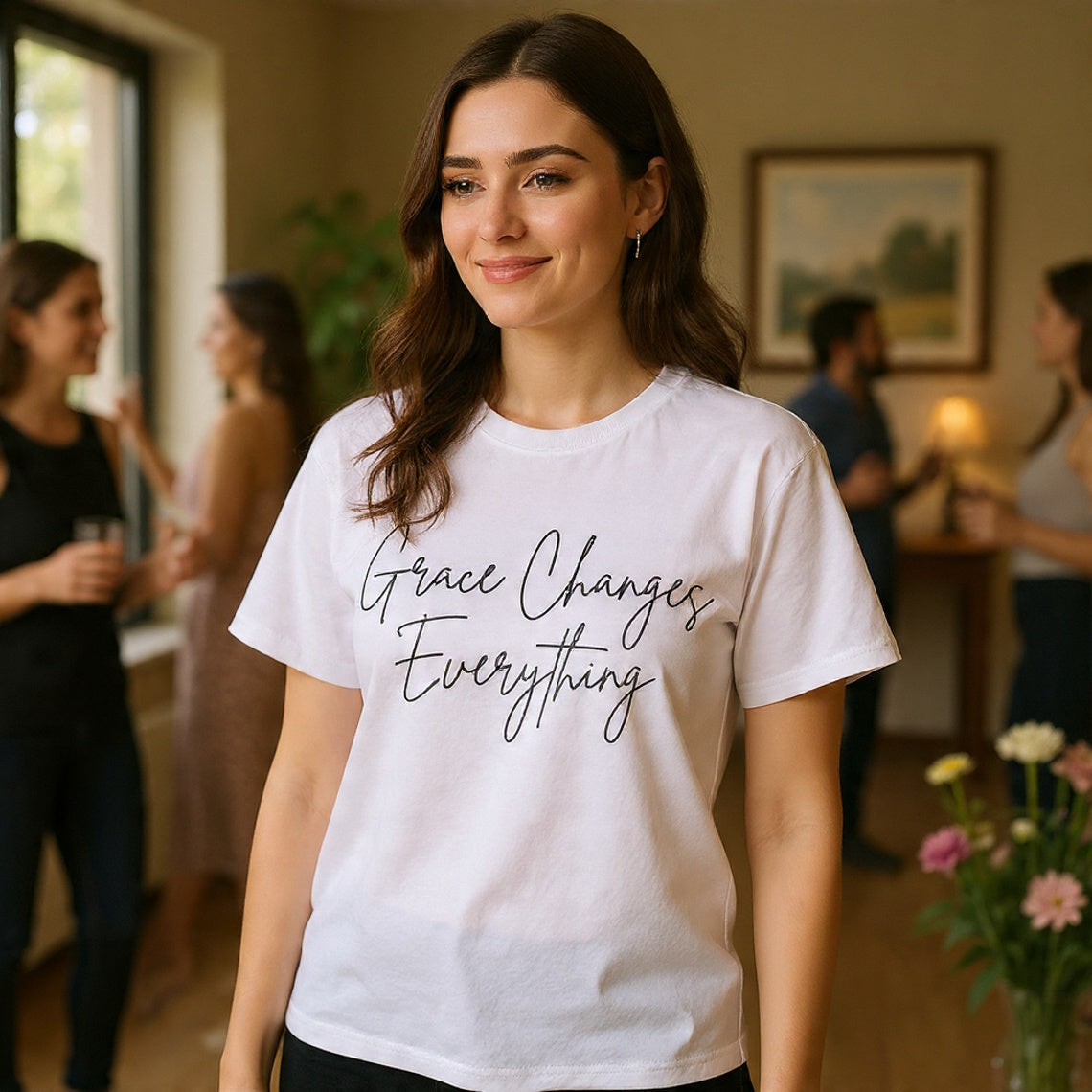 Grace Changes Everything tee | with Faith cross vertical back design