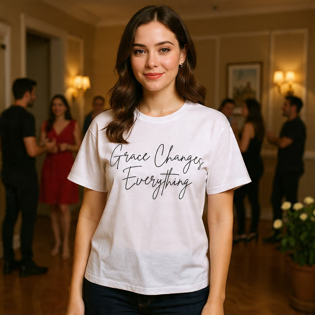 Grace Changes Everything tee | with Faith cross vertical back design