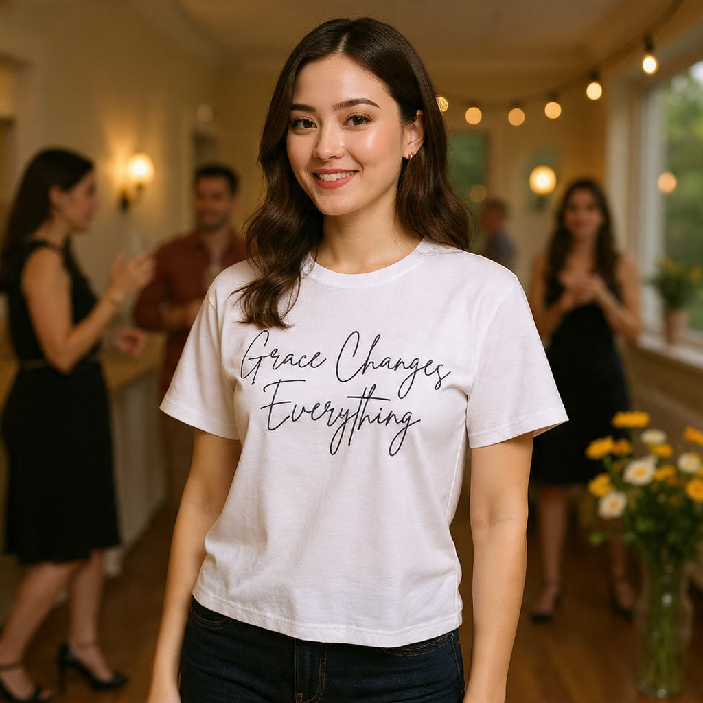 Grace Changes Everything tee | with Faith cross vertical back design