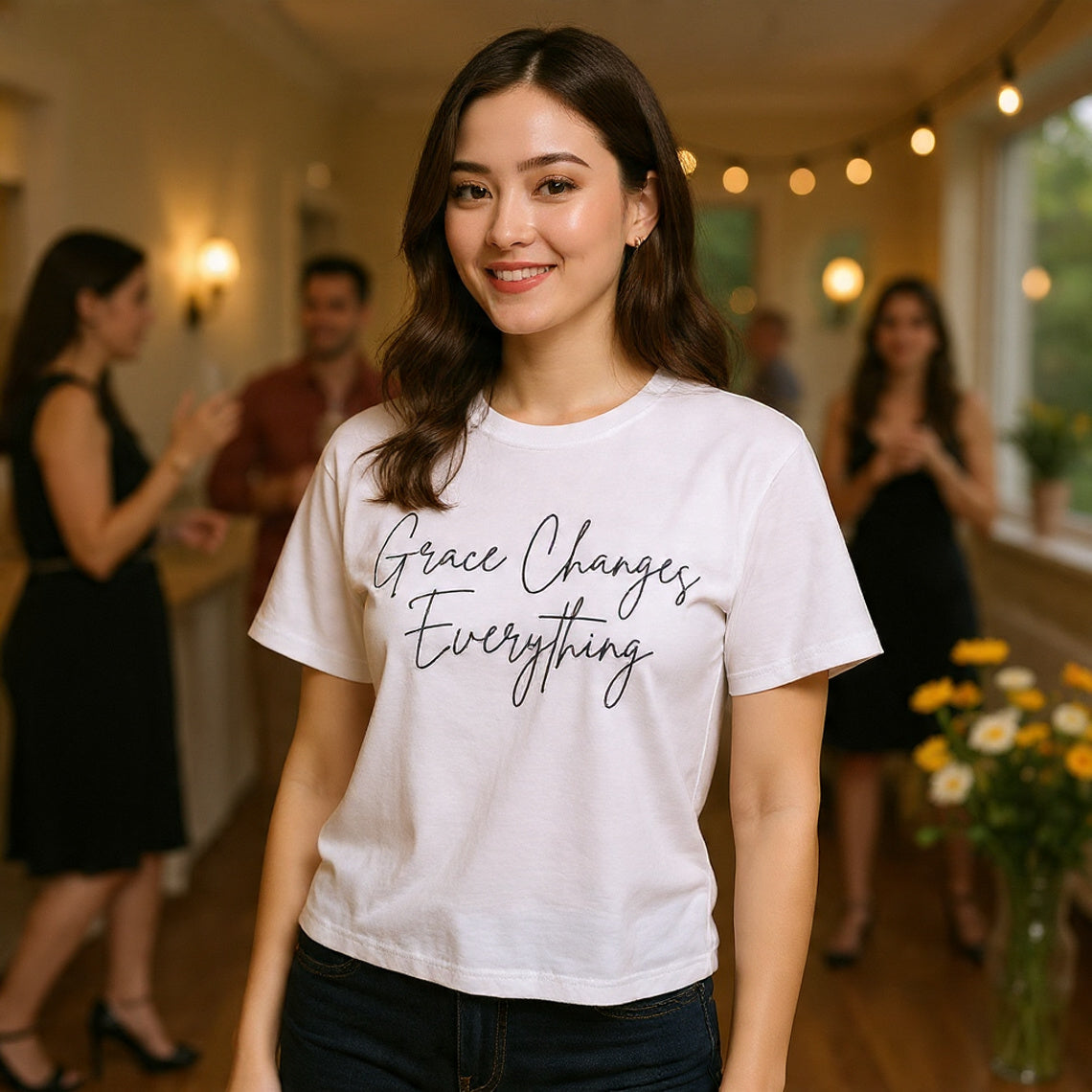 Grace Changes Everything tee | with Faith cross vertical back design