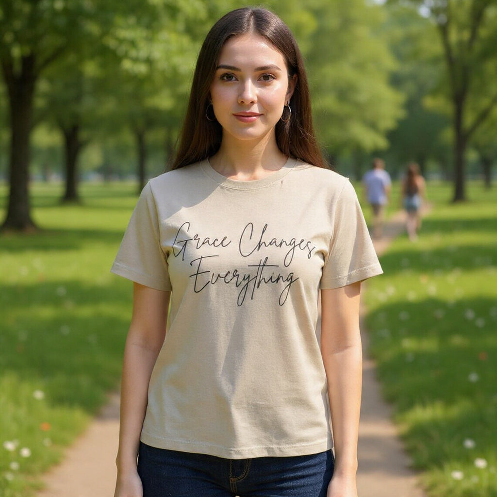 Grace Changes Everything tee | with Faith cross vertical back design