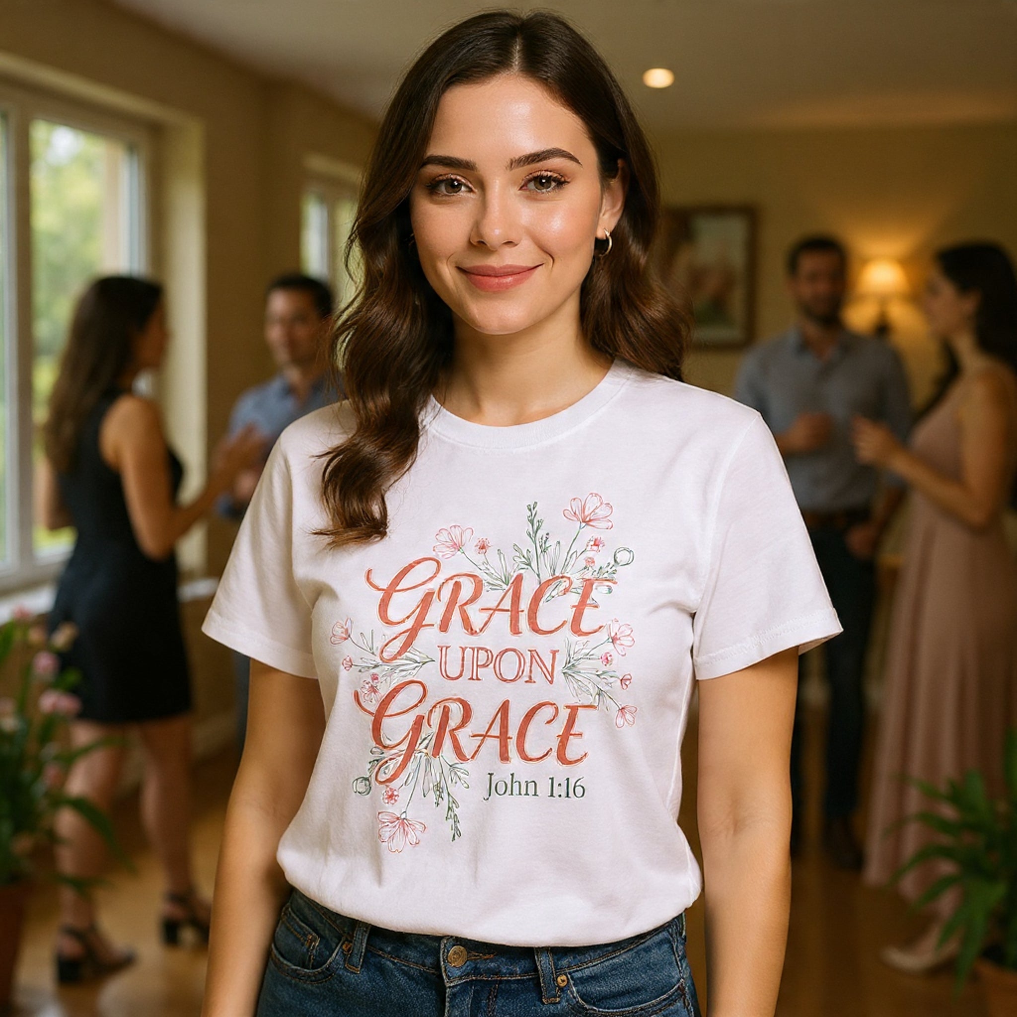 Grace Upon Grace Tee — John 1:16 Floral Christian T-Shirt