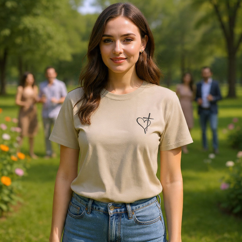 Loved Beyond Measure Tee — Christian Faith Heart Cross T-Shirt (Ephesians 3:18)