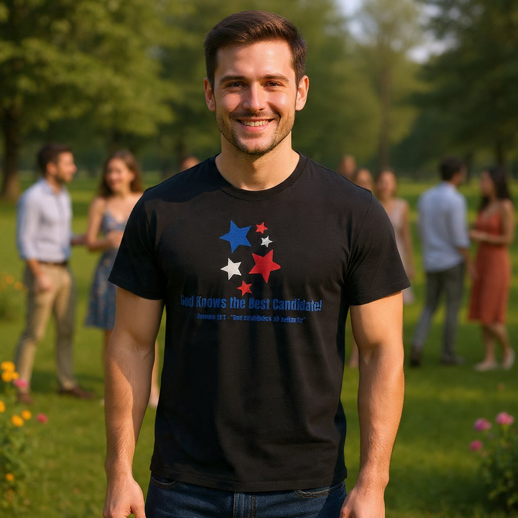 God Knows the Best Candidate Tee — Patriotic Christian Election T-Shirt