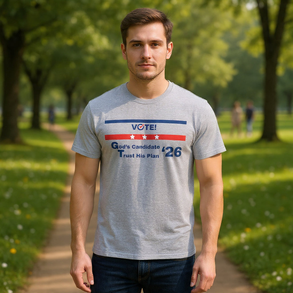 Political Vote '26 T‑Shirt — "God's Candidate Trust His Plan" Patriotic Tee