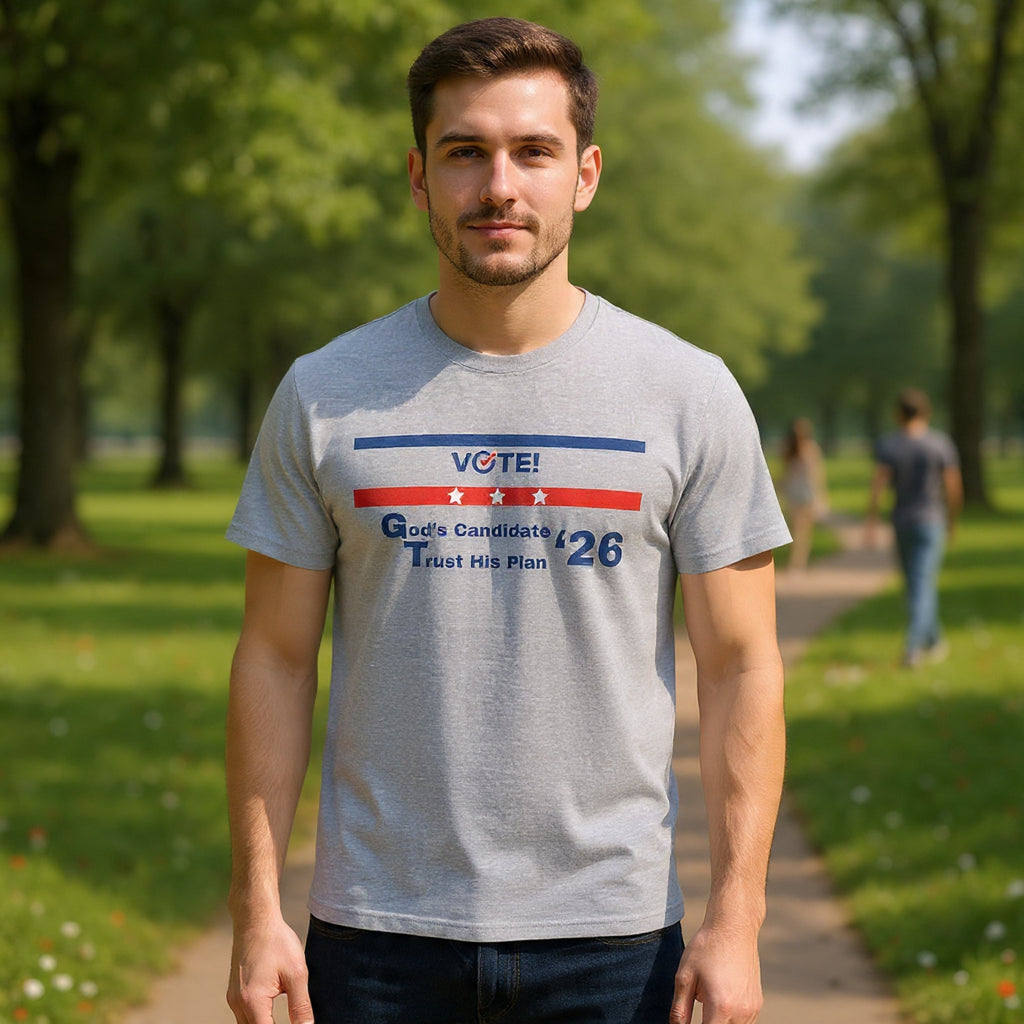 Political Vote '26 T‑Shirt — "God's Candidate Trust His Plan" Patriotic Tee