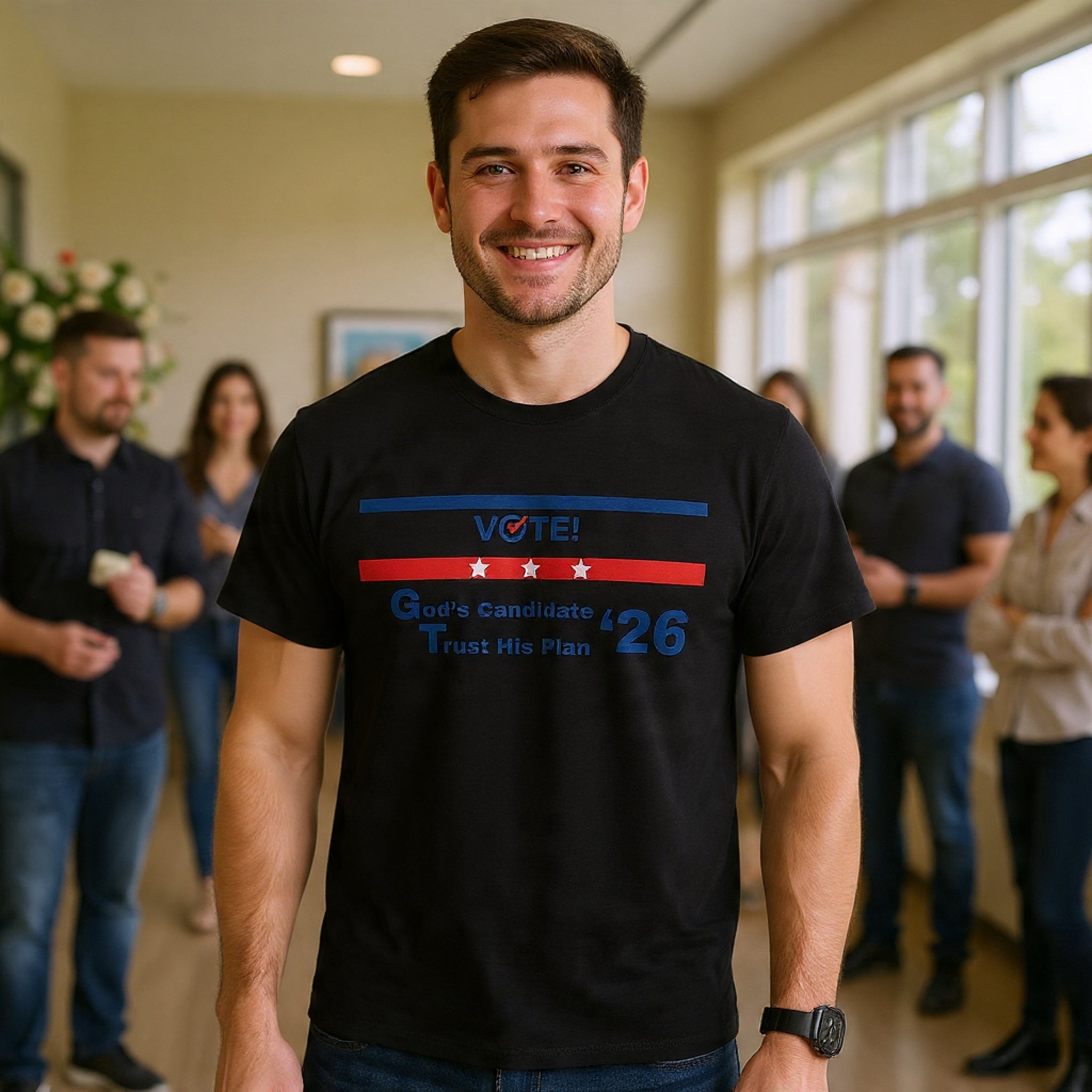 Political Vote '26 T‑Shirt — "God's Candidate Trust His Plan" Patriotic Tee