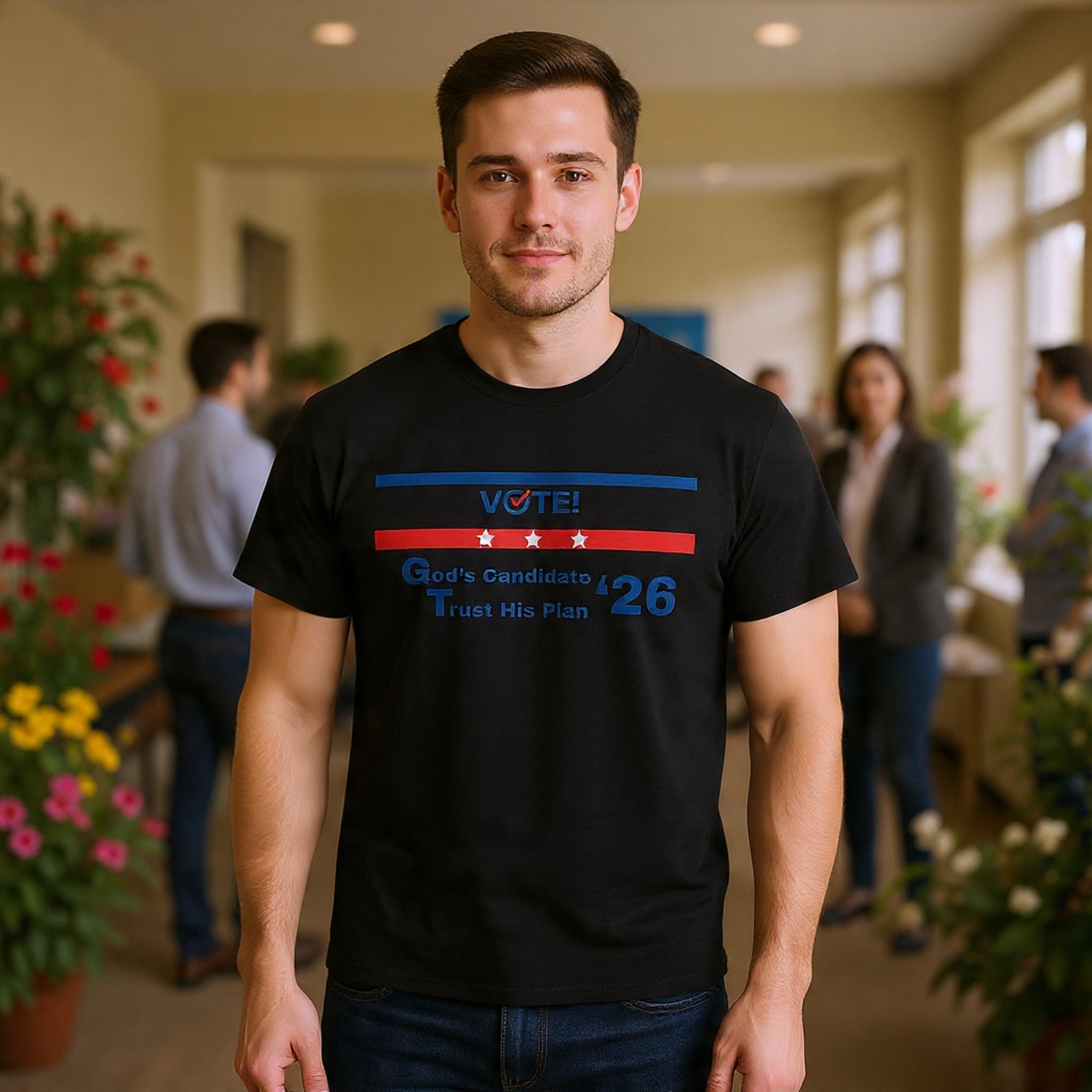 Political Vote '26 T‑Shirt — "God's Candidate Trust His Plan" Patriotic Tee