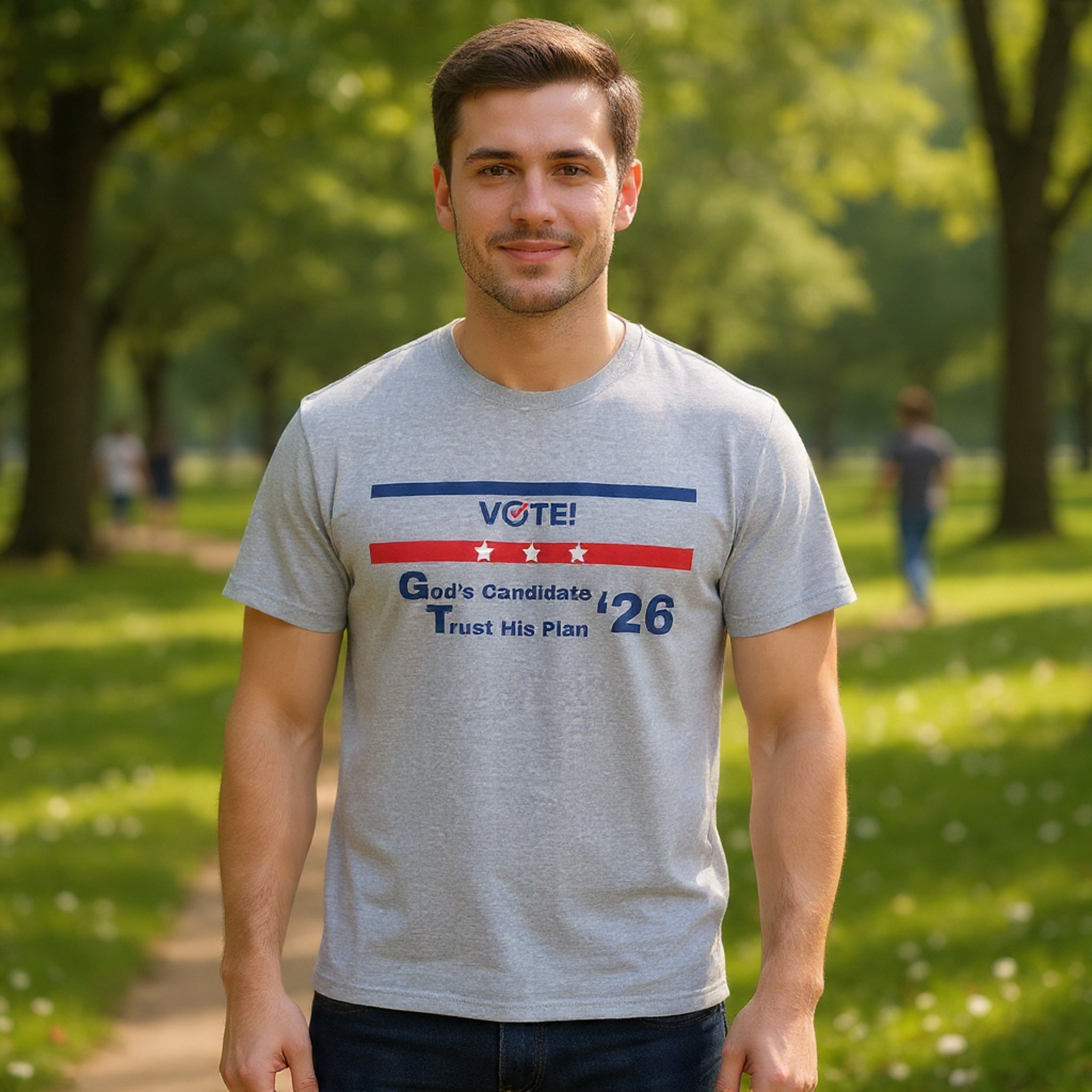 Political Vote '26 T‑Shirt — "God's Candidate Trust His Plan" Patriotic Tee