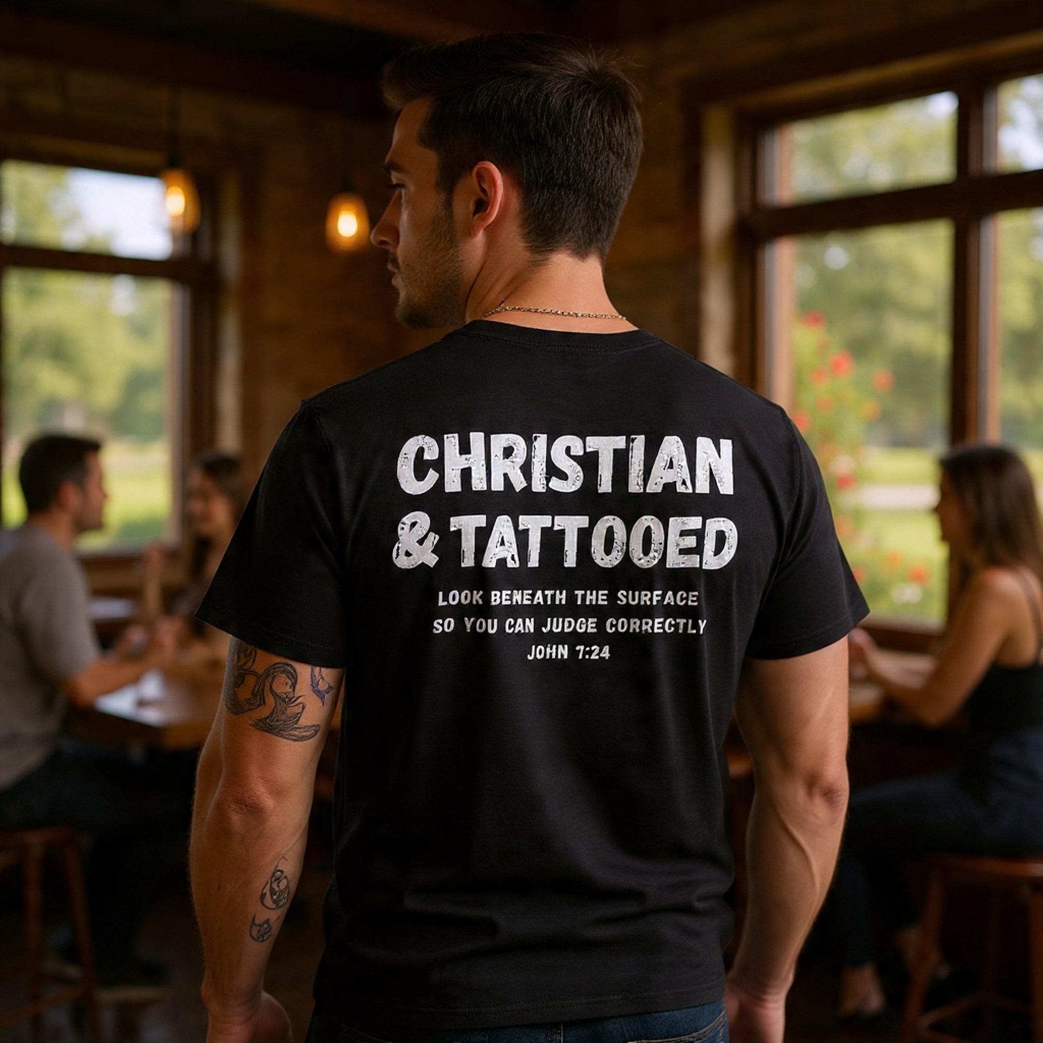 Christian & Tattooed T-Shirt — 'Look Beneath the Surface' Christian Tee John 7:24