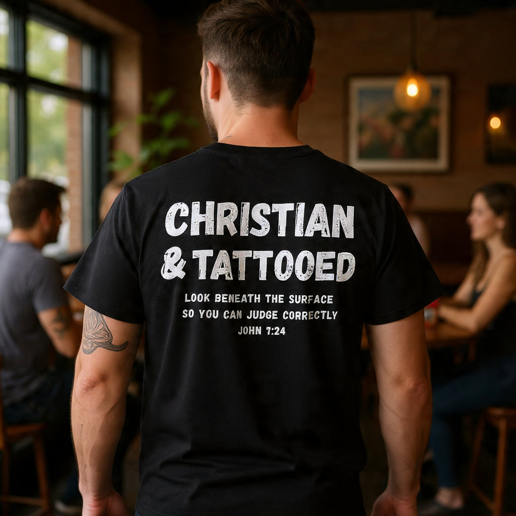 Christian & Tattooed T-Shirt — 'Look Beneath the Surface' Christian Tee John 7:24