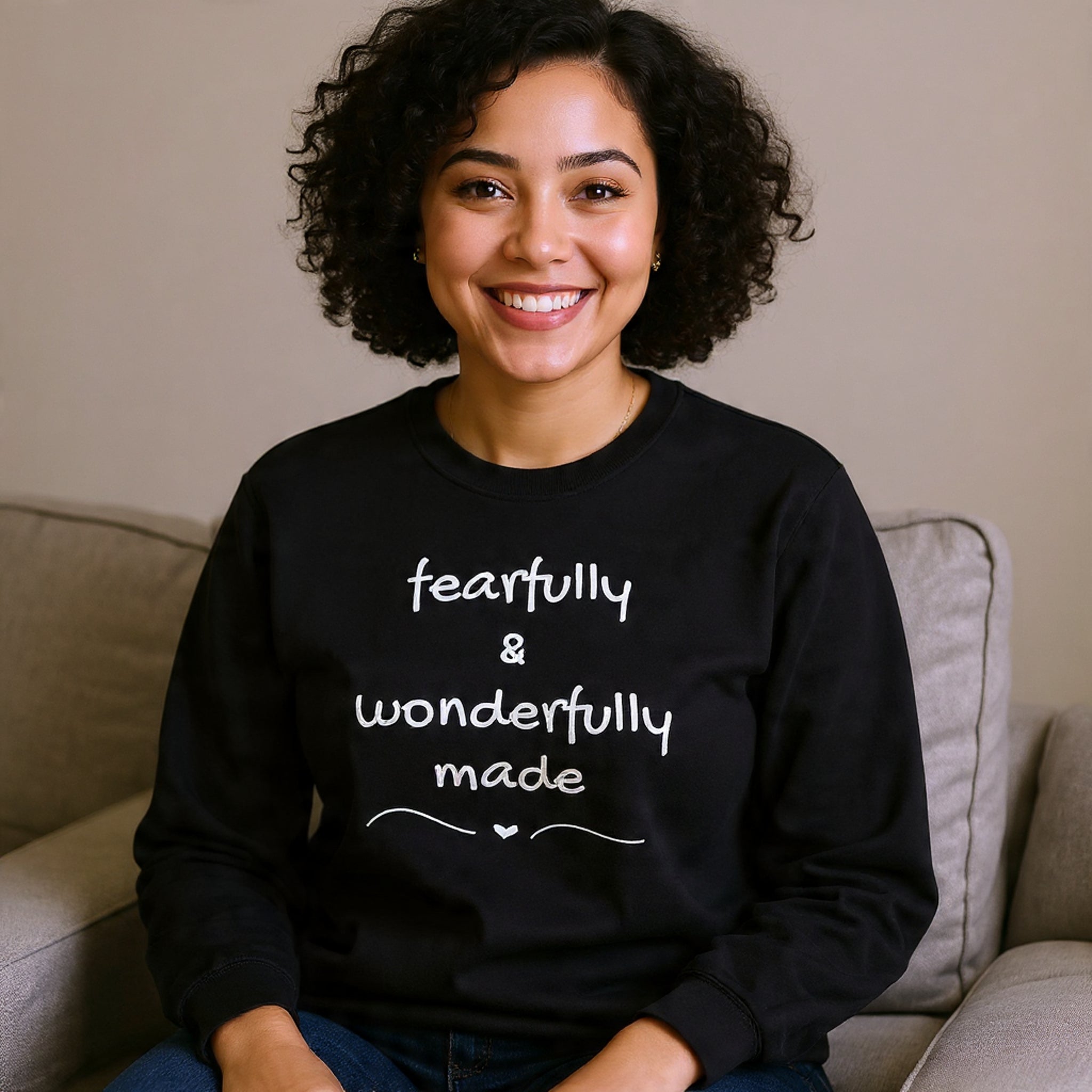 Faith-Based Crewneck Sweatshirt — "Fearfully & Wonderfully Made" Inspirational Pullover