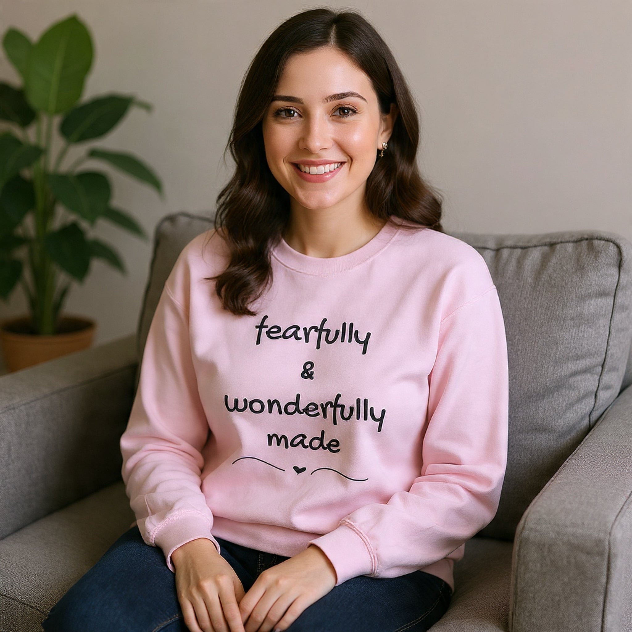 Faith-Based Crewneck Sweatshirt — "Fearfully & Wonderfully Made" Inspirational Pullover
