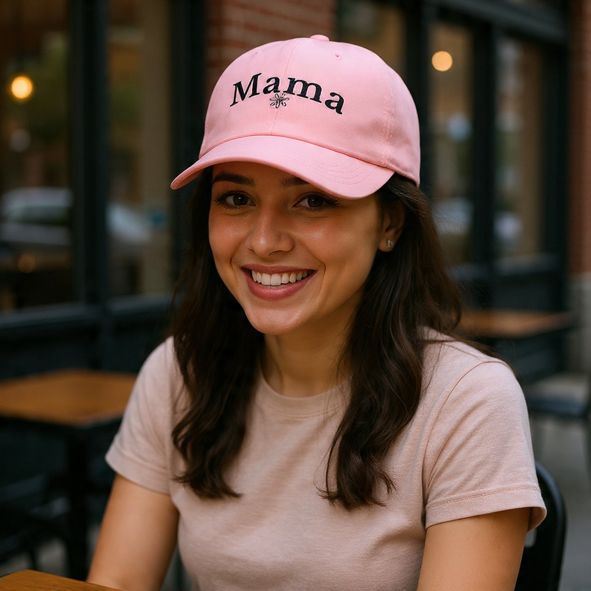 Mama Dad Cap — Embroidered Floral Script Hat for Moms