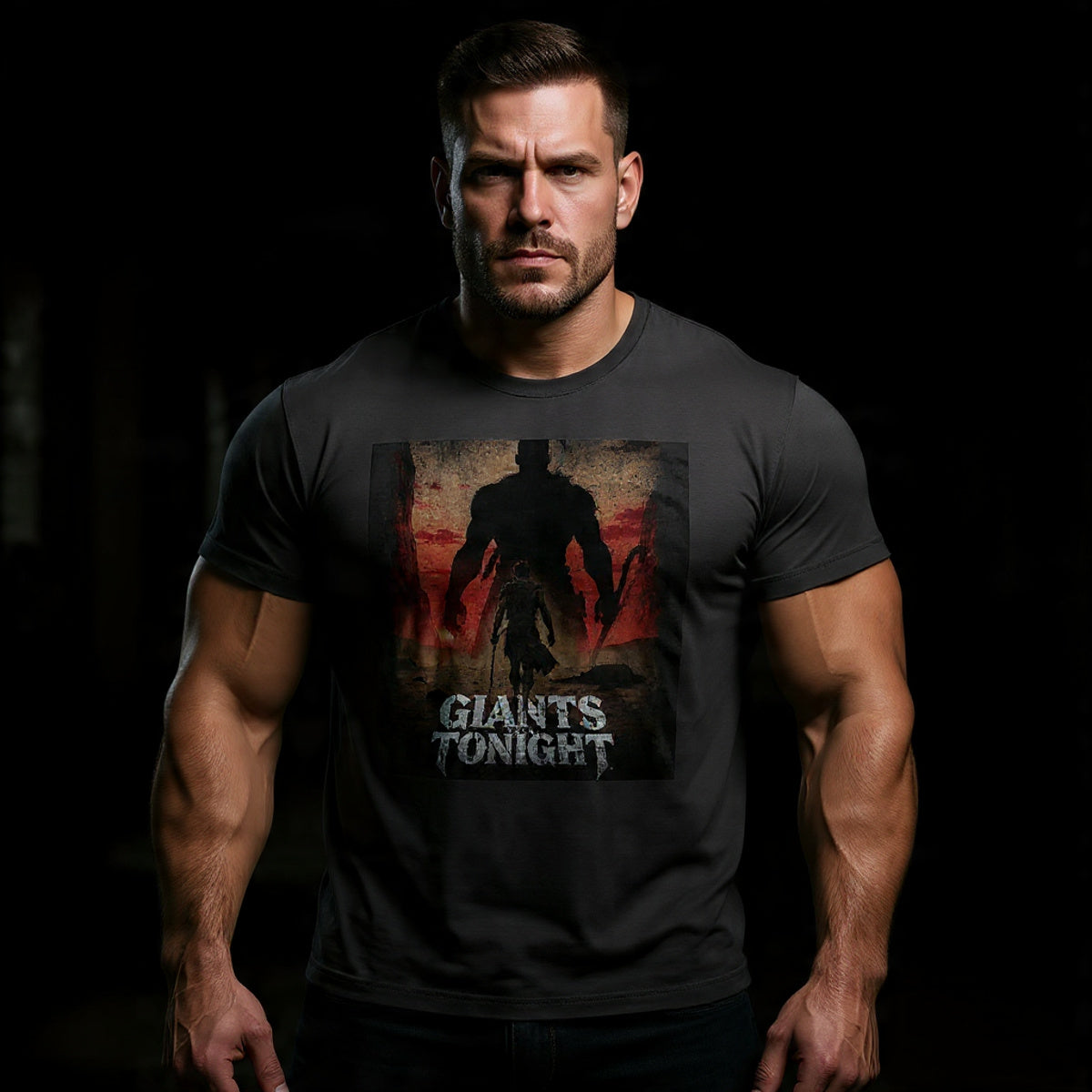 Giants Fall Tonight Graphic Tee - David and Goliath Faith Design