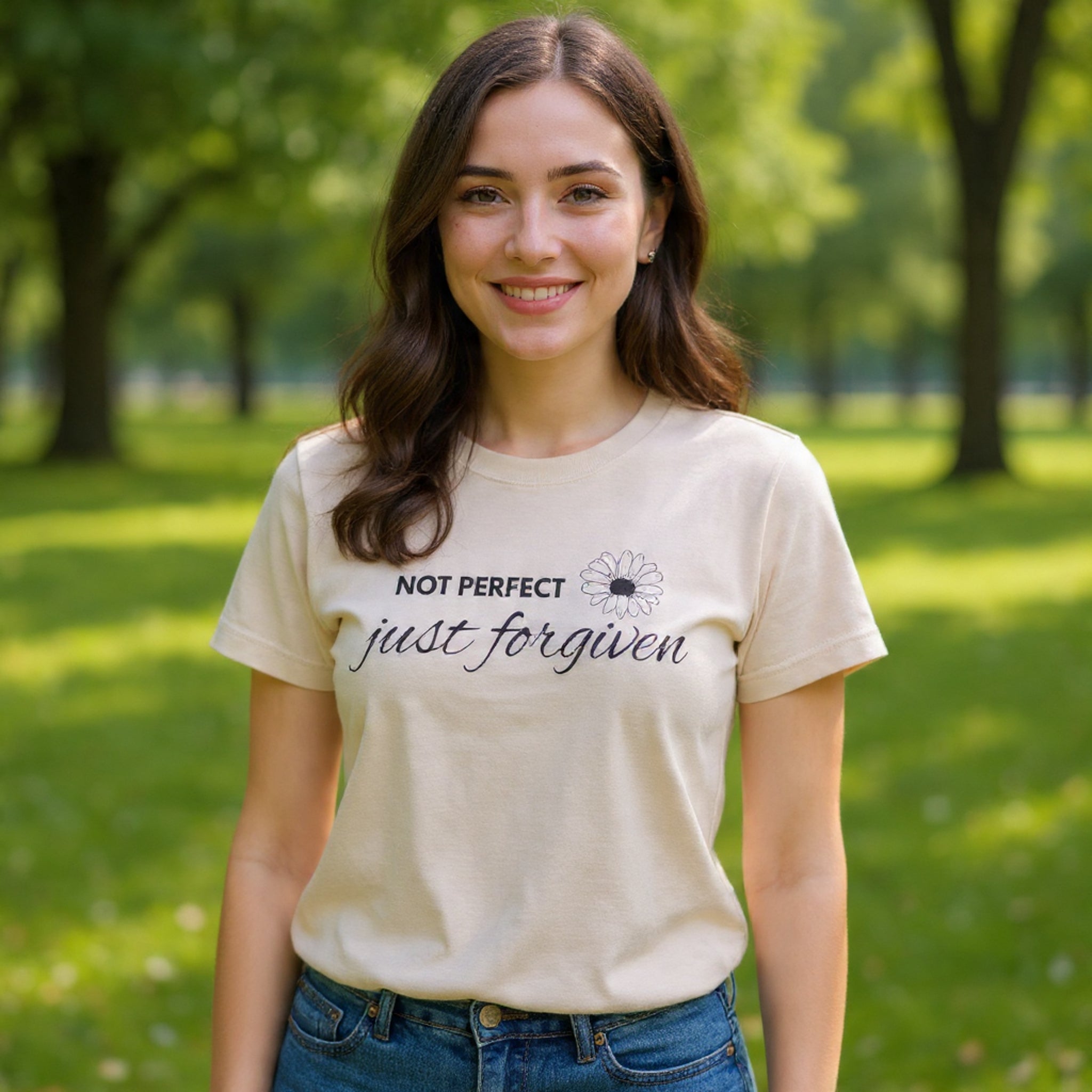 Crewneck Sweatshirt — "Not Perfect, Just Forgiven" Floral Inspirational Pullover