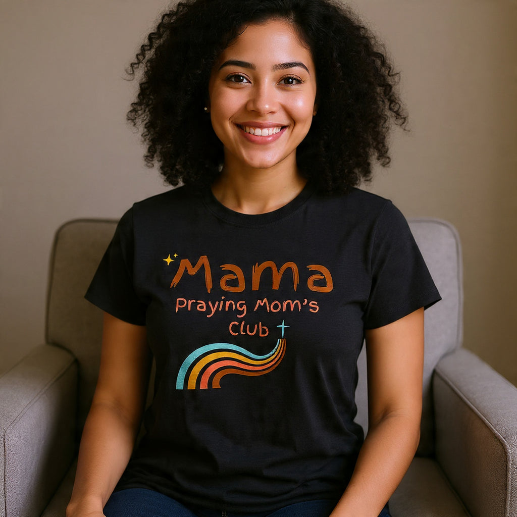Mama Praying Mom's Club Tee — Inspirational Christian Mama T-Shirt with Rainbow - Mother's Day Gift
