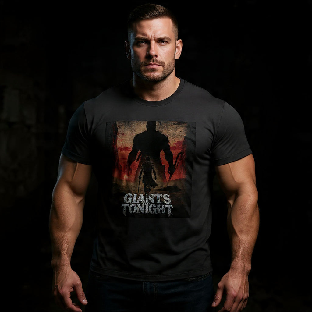 Giants Fall Tonight Graphic Tee - David and Goliath Faith Design