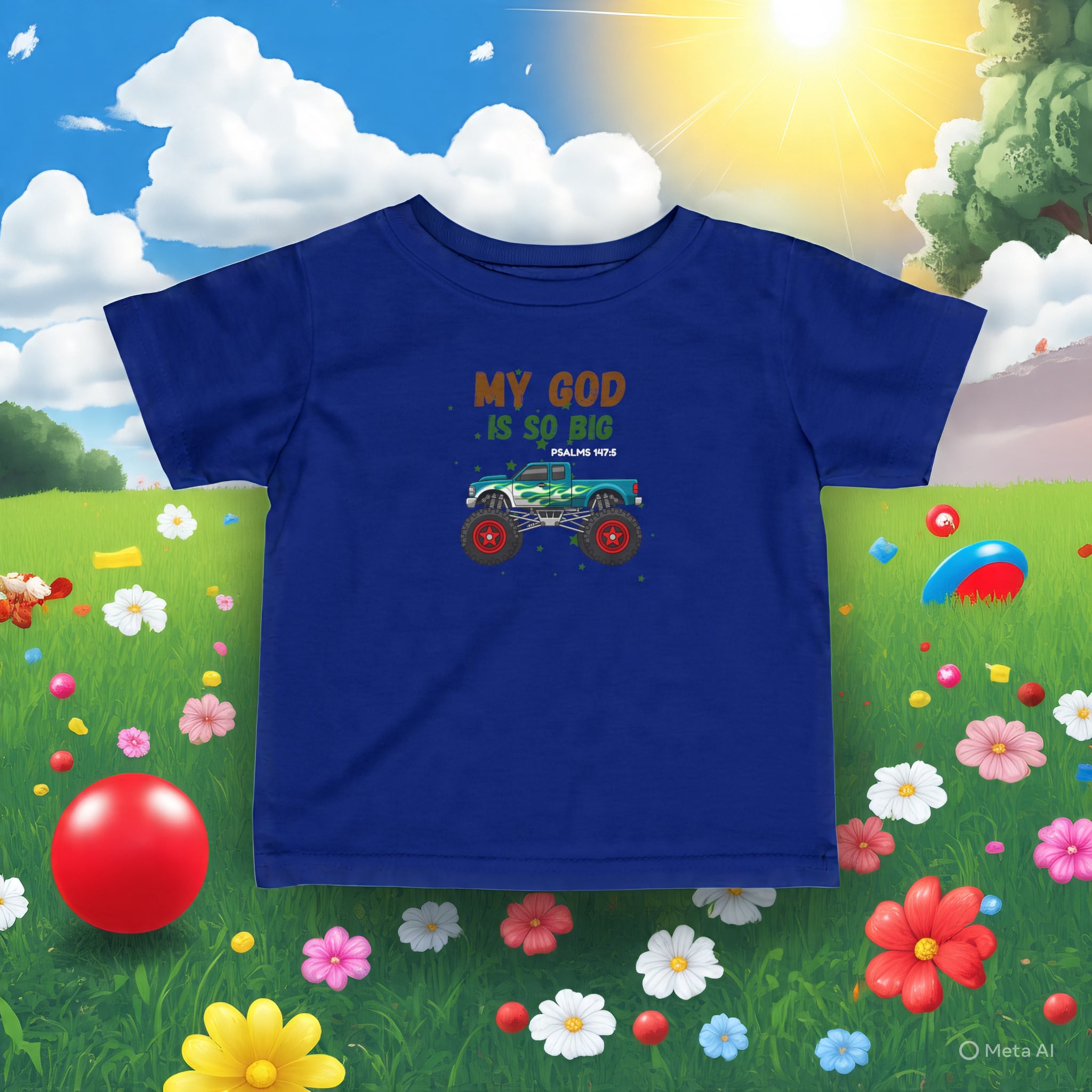 Infant Tee — "My God Is So Big" Monster Truck Baby Shirt
