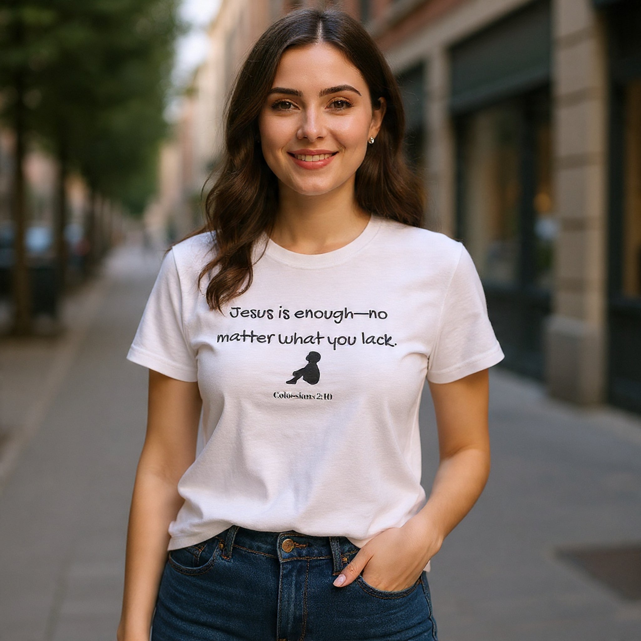 Christian T‑Shirt "Jesus is Enough — No Matter What You Lack" | Faith Graphic Tee