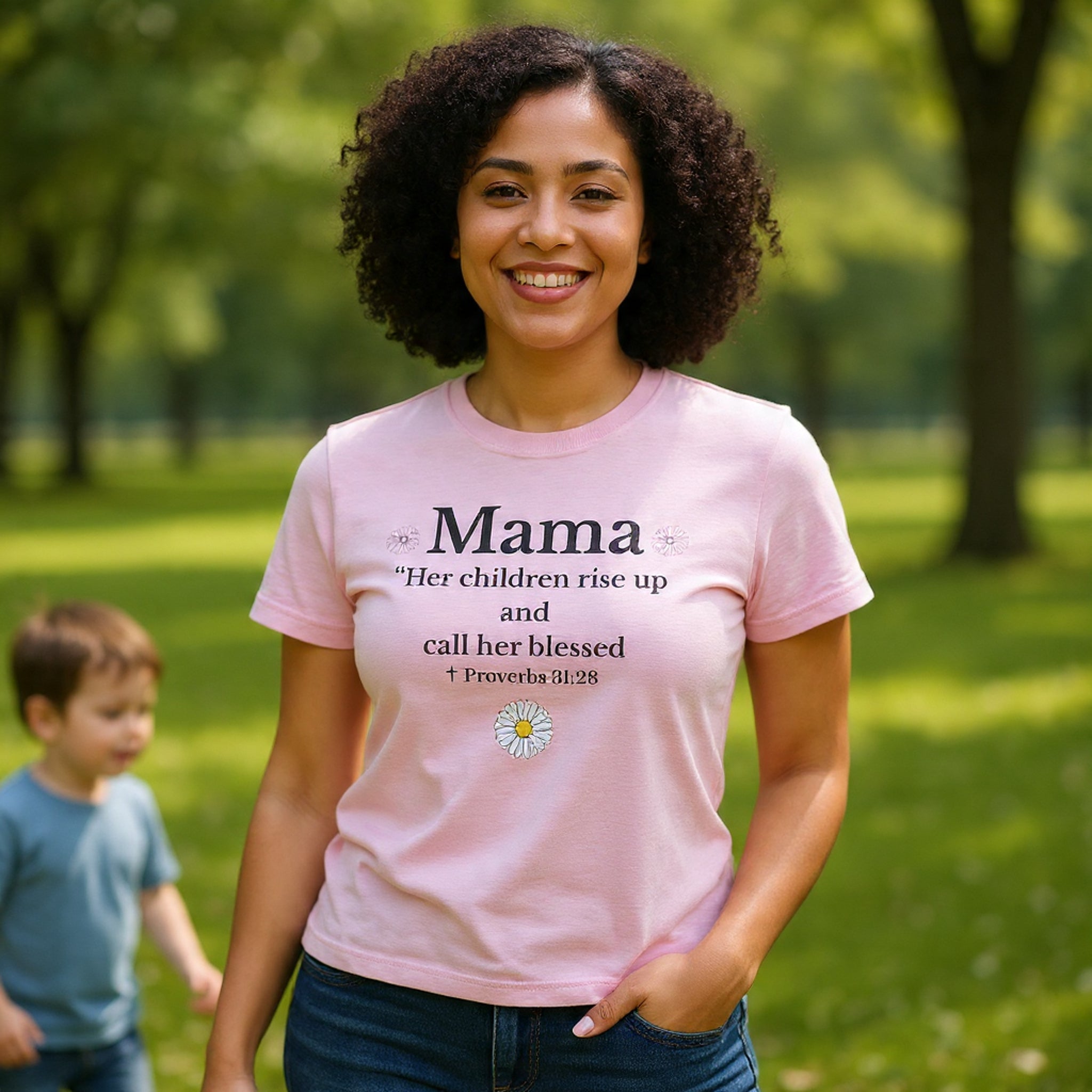 Mama Proverbs 31:28 T‑Shirt — 'Her children rise up and call her blessed' Floral Mom Tee - Mother's Day Gift