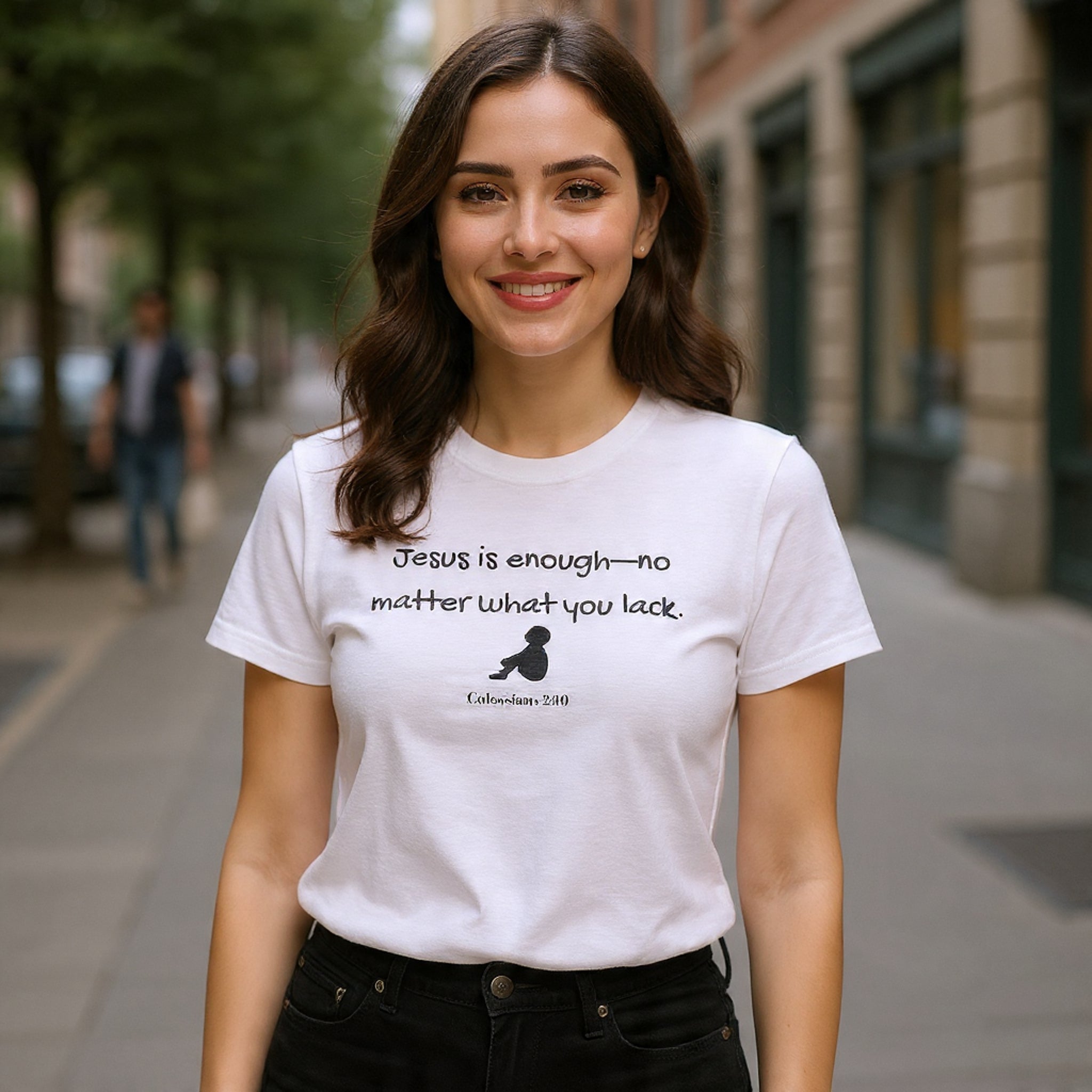 Christian T‑Shirt "Jesus is Enough — No Matter What You Lack" | Faith Graphic Tee