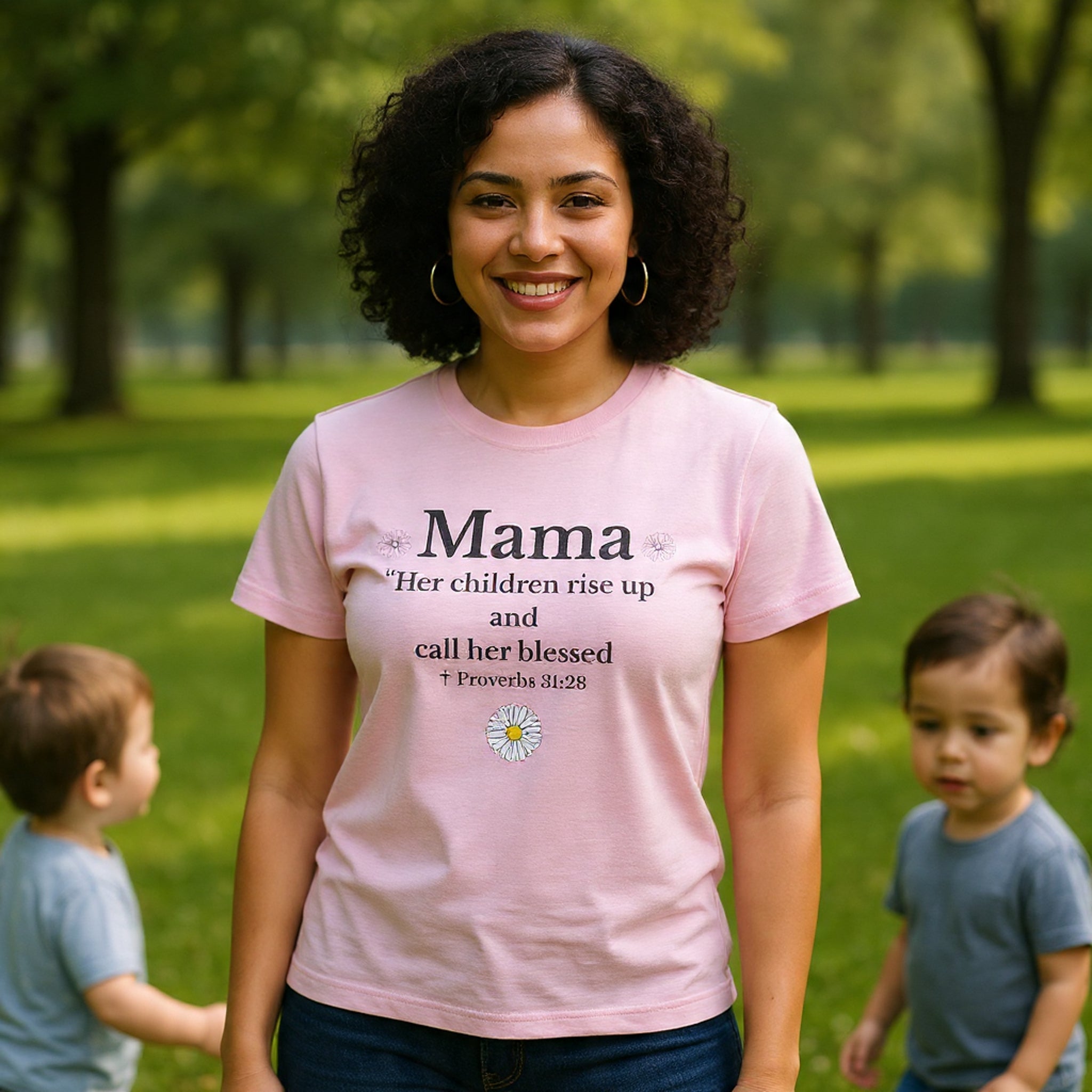 Mama Proverbs 31:28 T‑Shirt — 'Her children rise up and call her blessed' Floral Mom Tee - Mother's Day Gift
