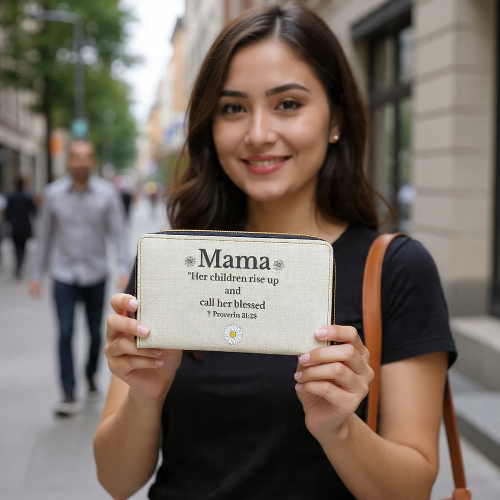 Mama Proverbs 31:28 Zipper Wallet — 'Her children rise up' Blessed Floral Wallet - Mother's Day Gift
