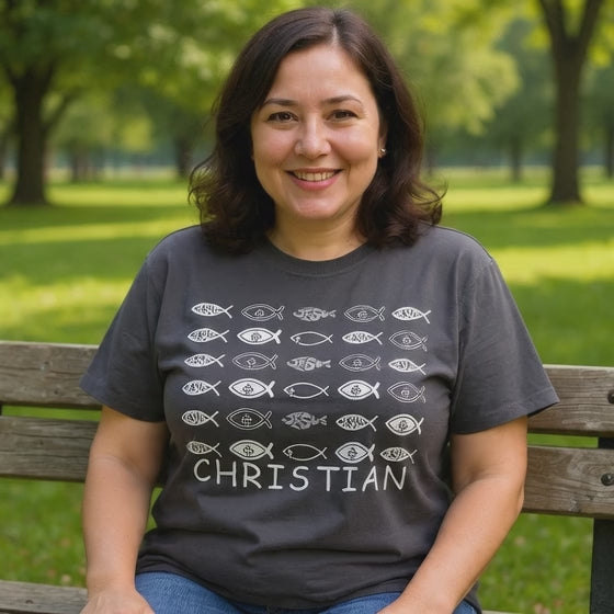 Christian Fish Pattern T‑Shirt — Ichthys Faith Tee - JESUS FISH