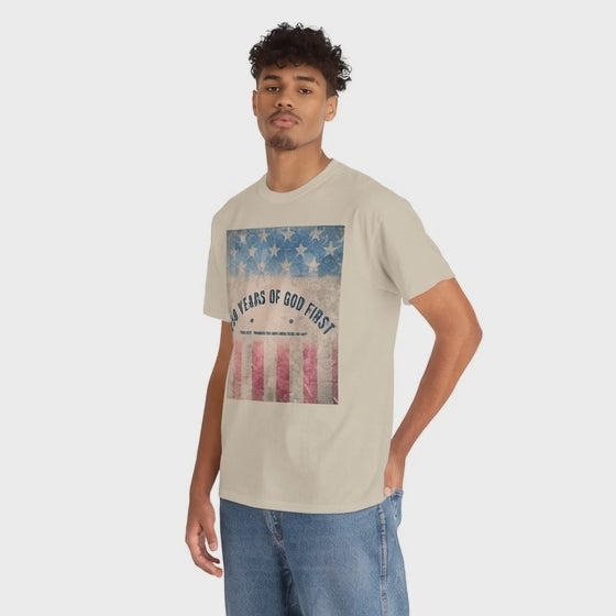 God First 250 Years Vintage American Flag  and Patriotic T-Shirt