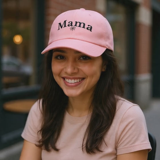 Mama Dad Cap — Embroidered Floral Script Hat for Moms