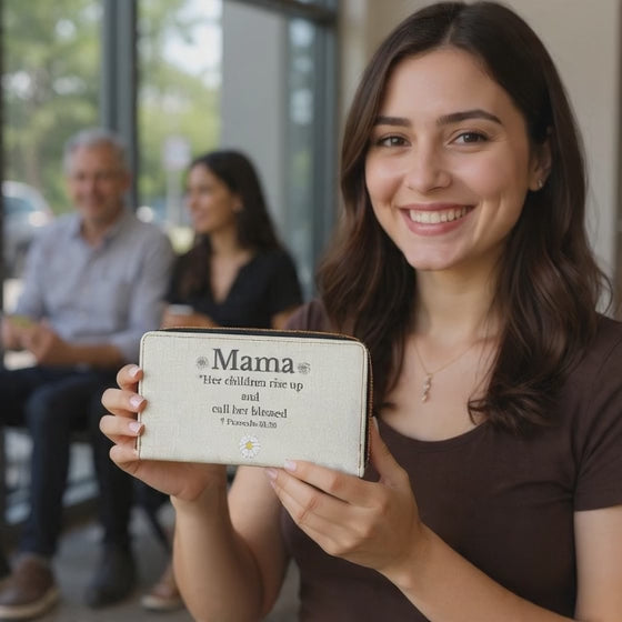 Mama Proverbs 31:28 Zipper Wallet — 'Her children rise up' Blessed Floral Wallet - Mother's Day Gift